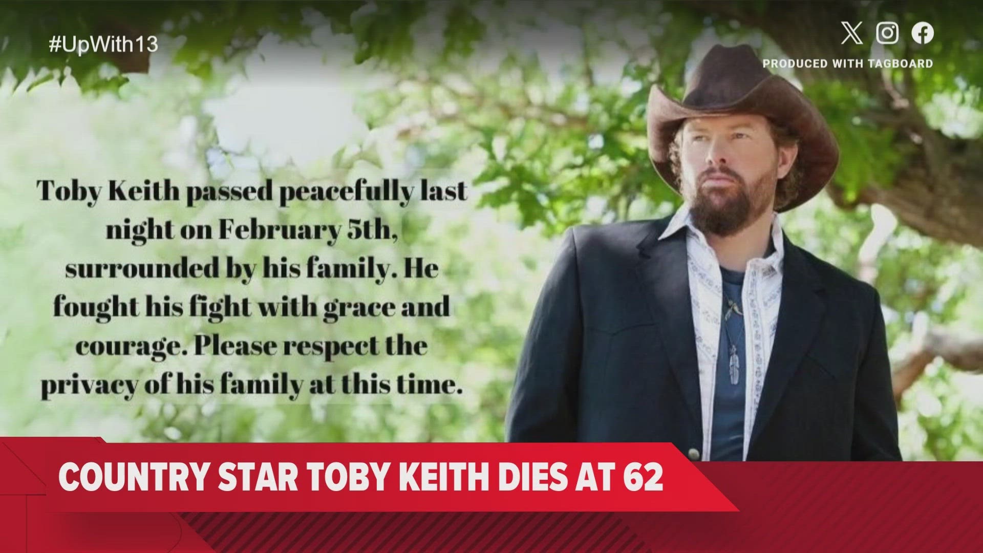 According to a statement posted on the country singer’s website, Keith, who was battling stomach cancer, passed peacefully on Monday surrounded by his family.