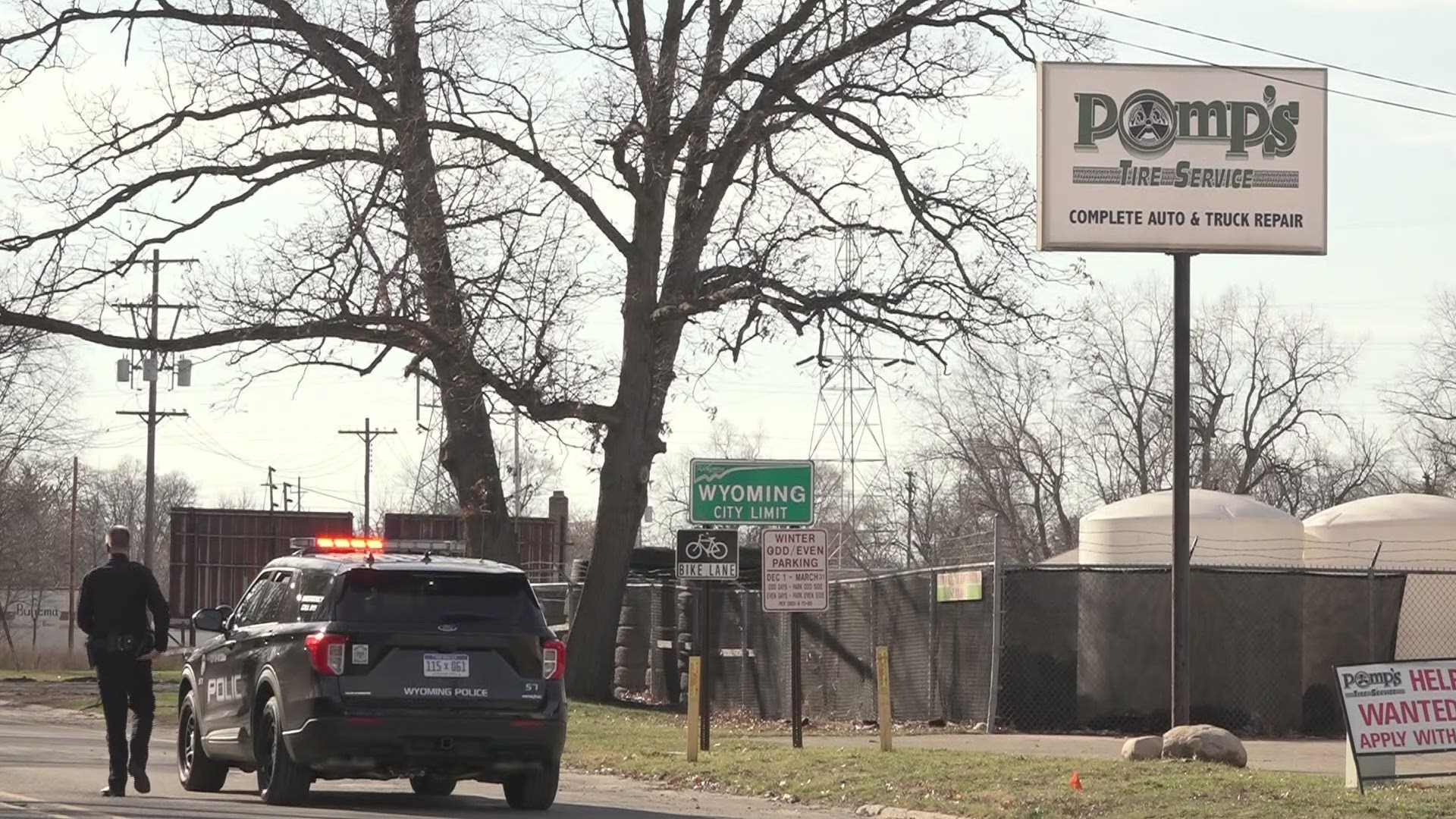 On Wednesday, at 11:30 a.m., Wyoming police and fire responded to a shooting in the lot of Pomp Tire, located in the 2000 block of 28th St. SW.