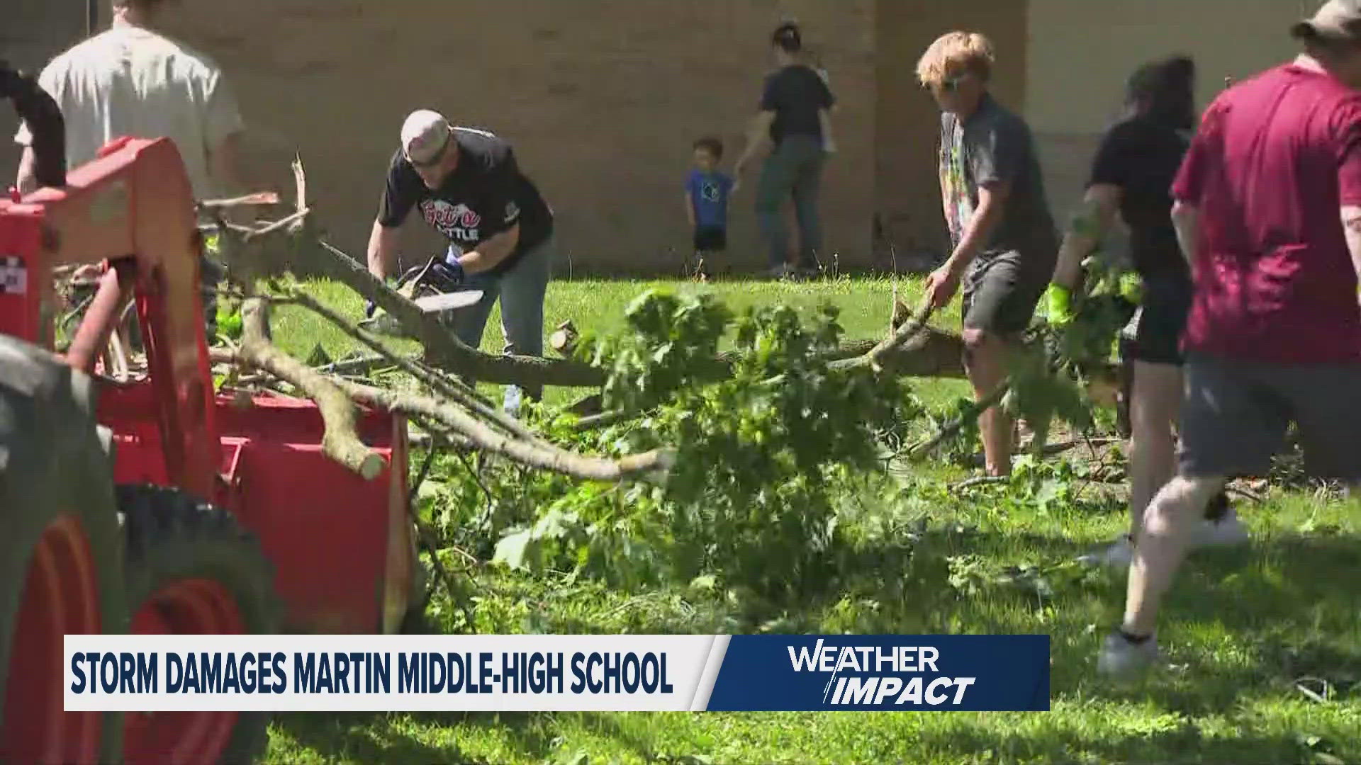 Today, students and teachers are coming out to help clean up. 