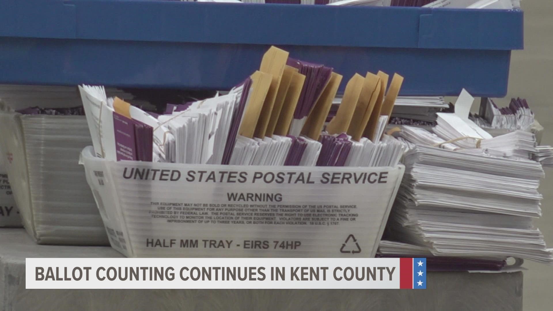 In Kent County, more than 120,000 absentee ballots were returned. County Clerk Lisa Lyons says all precincts are now fully reporting their results.