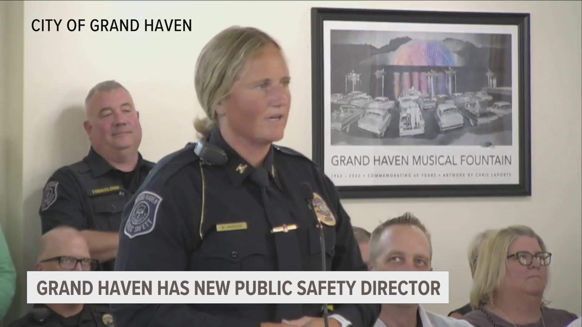 Chief Nichole Hudson was sworn in on Monday night after the Grand Haven City Council unanimously voted to approve her as the new public safety director.