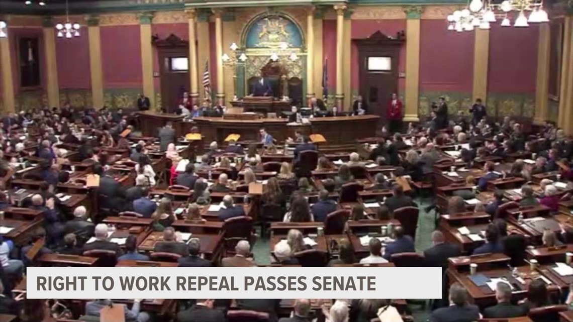 Michigan Senate approves bill to repeal right-to-work law