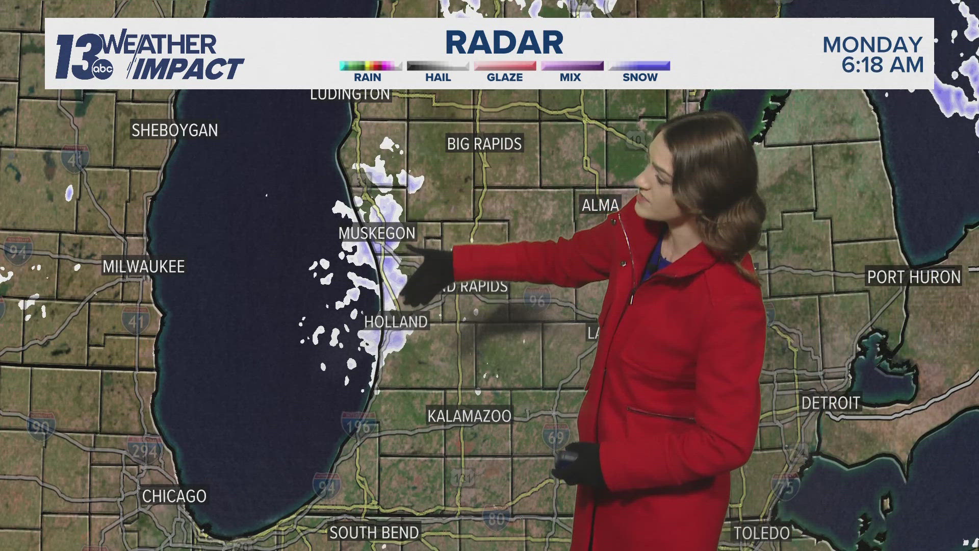 13 Weather Impact Alert for Ottawa, Allegan, and Van Buren Counties as persistent lake-effect snow brings over a foot of snowfall to isolated areas.