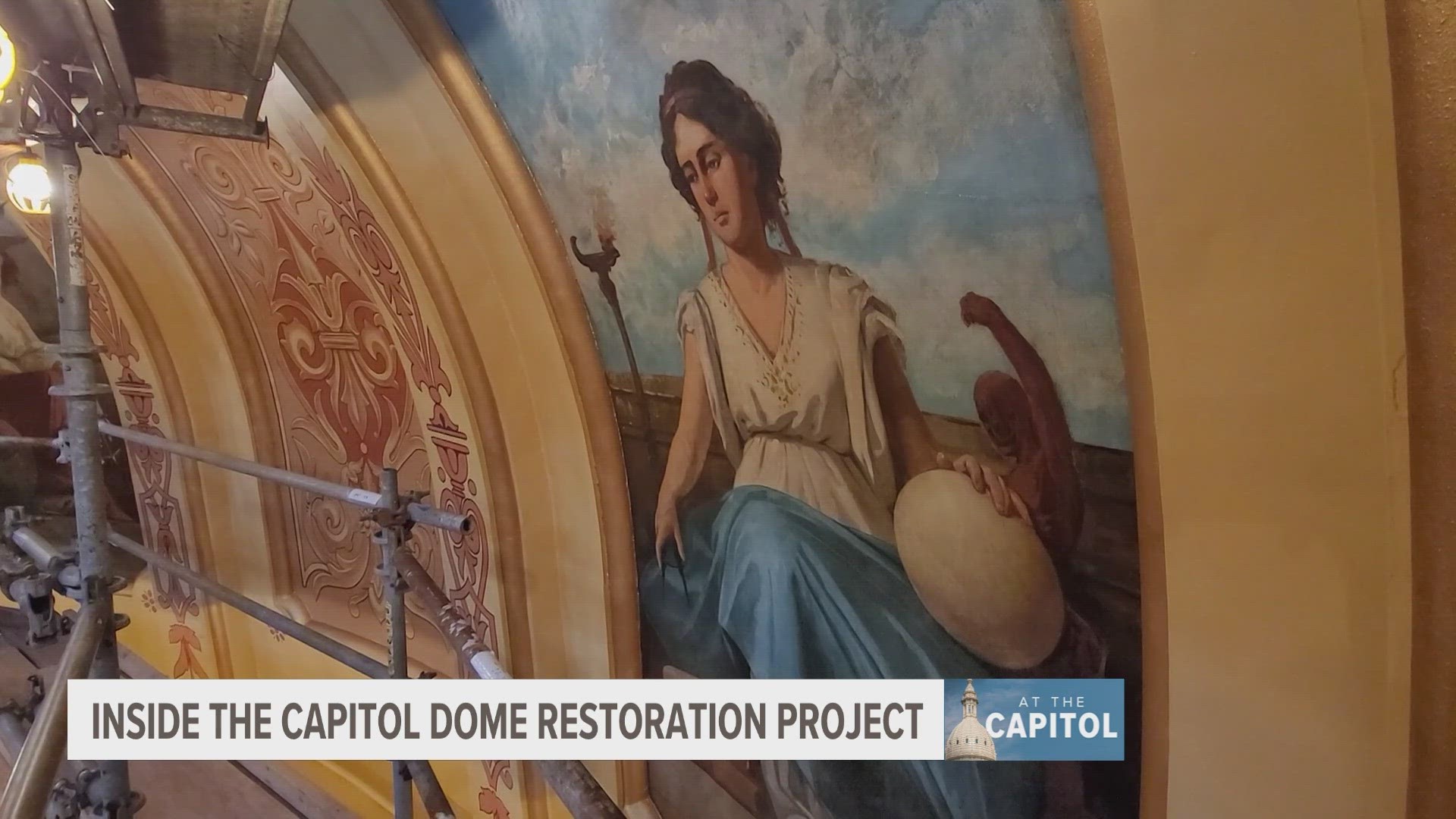 There are 9 acres of hand-painted surfaces in the Michigan capitol building. That beauty means constant maintenance.