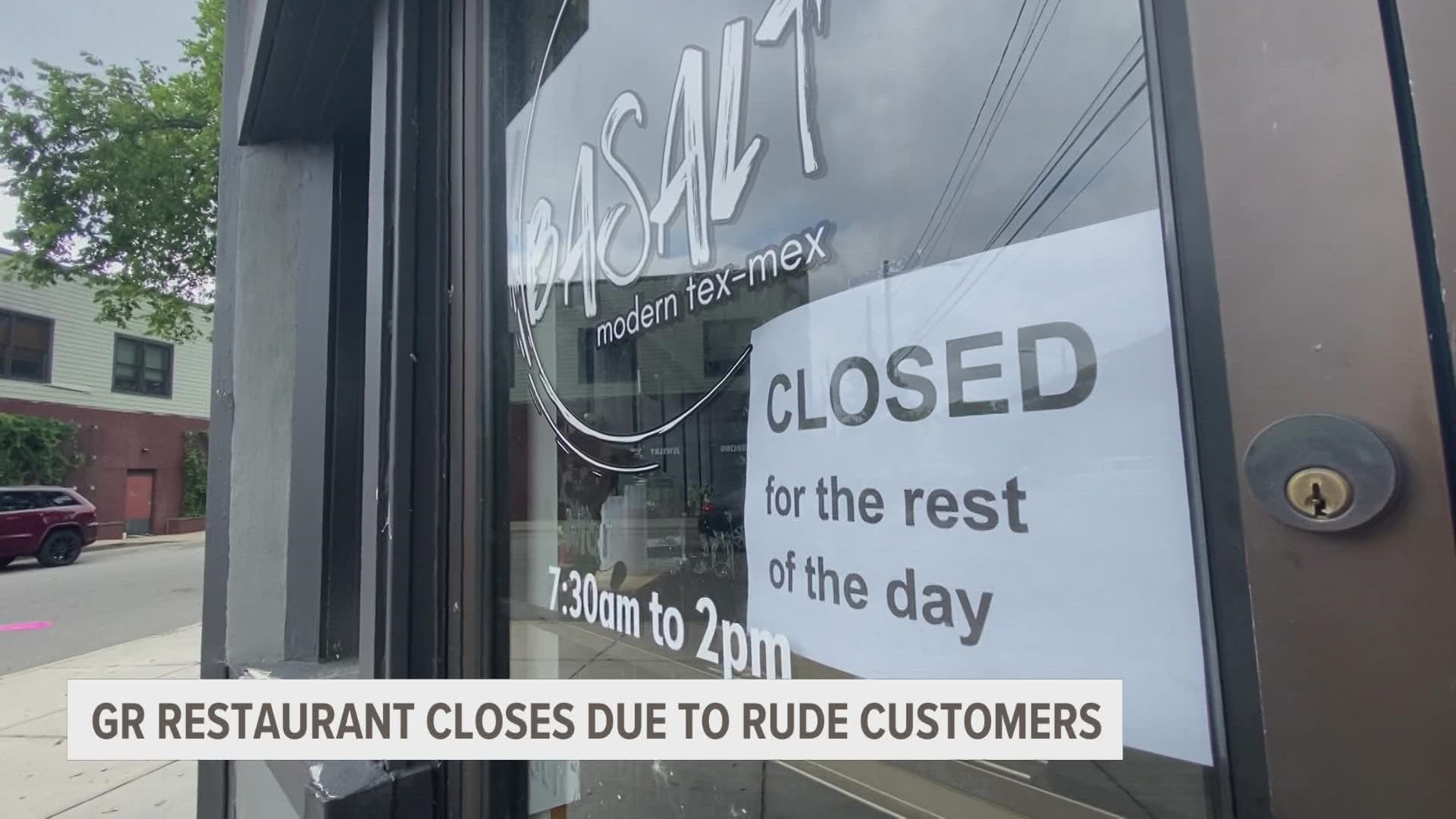 On Sunday, Steven Martinez closed down his restaurant, Basalt, early during one of their busiest days.