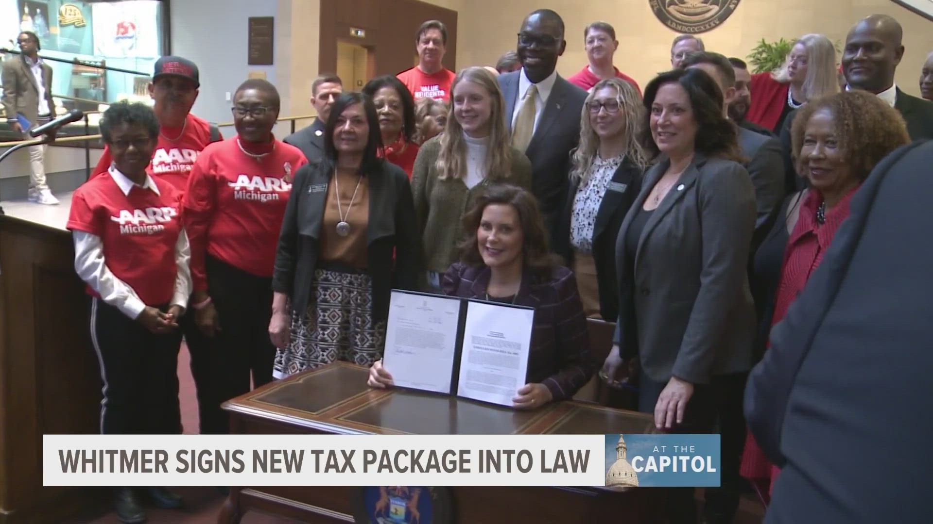 Gov. Gretchen Whitmer signed into law her Lowering MI Costs Plan that she says will reduce state taxes for working and retired Michiganders.