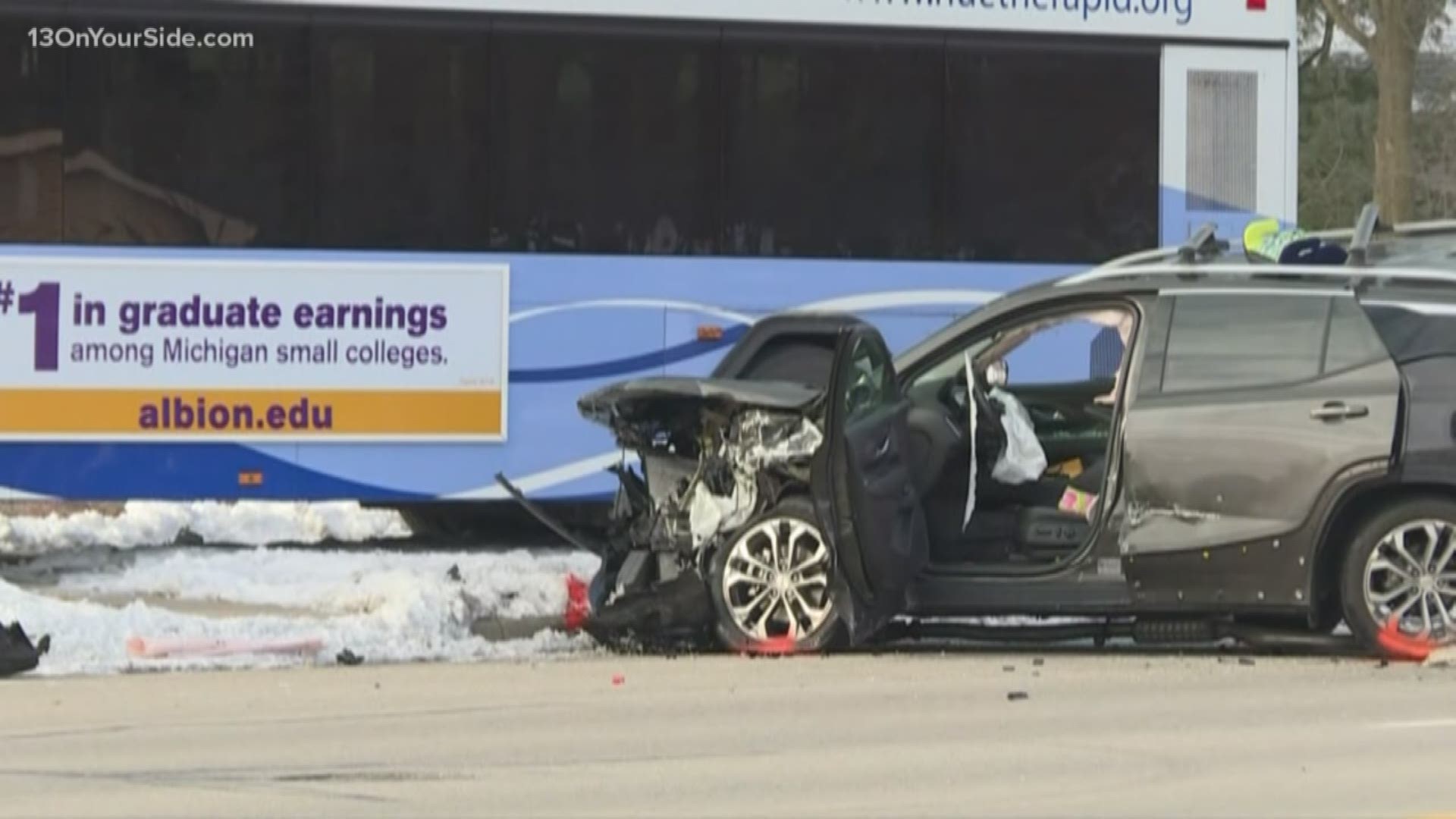One person is dead and five people are injured after a crash on Lake Michigan Drive NW.