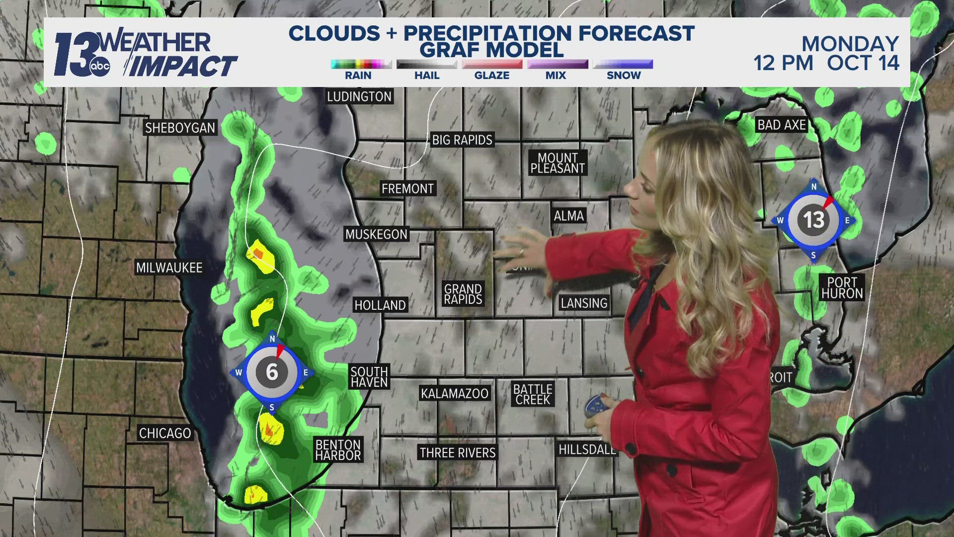 Rain chances decrease into the work week as the cool down continues.