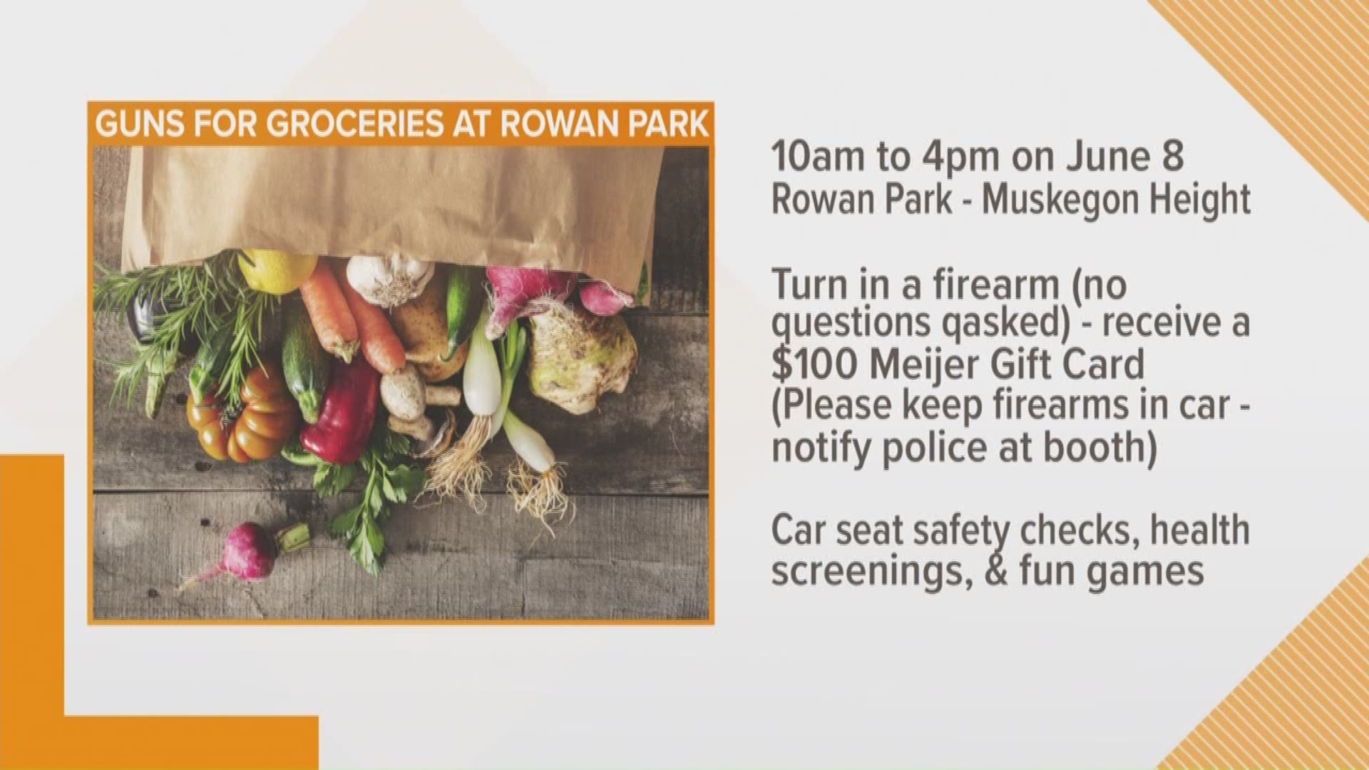The City is hosting its first ever Guns for Groceries Community Health and Safety Day. It will be taking place on June 8 from 10 a.m. until 4 p.m. at Rowan Park.