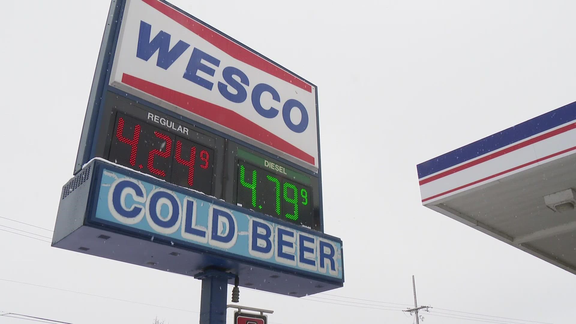 The price at the pump currently hovers just shy of Michigan's all-time record.