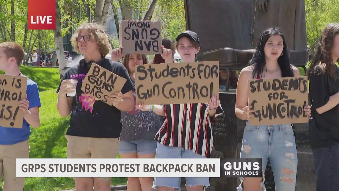 GRPS students walk out after backpack ban | wzzm13.com
