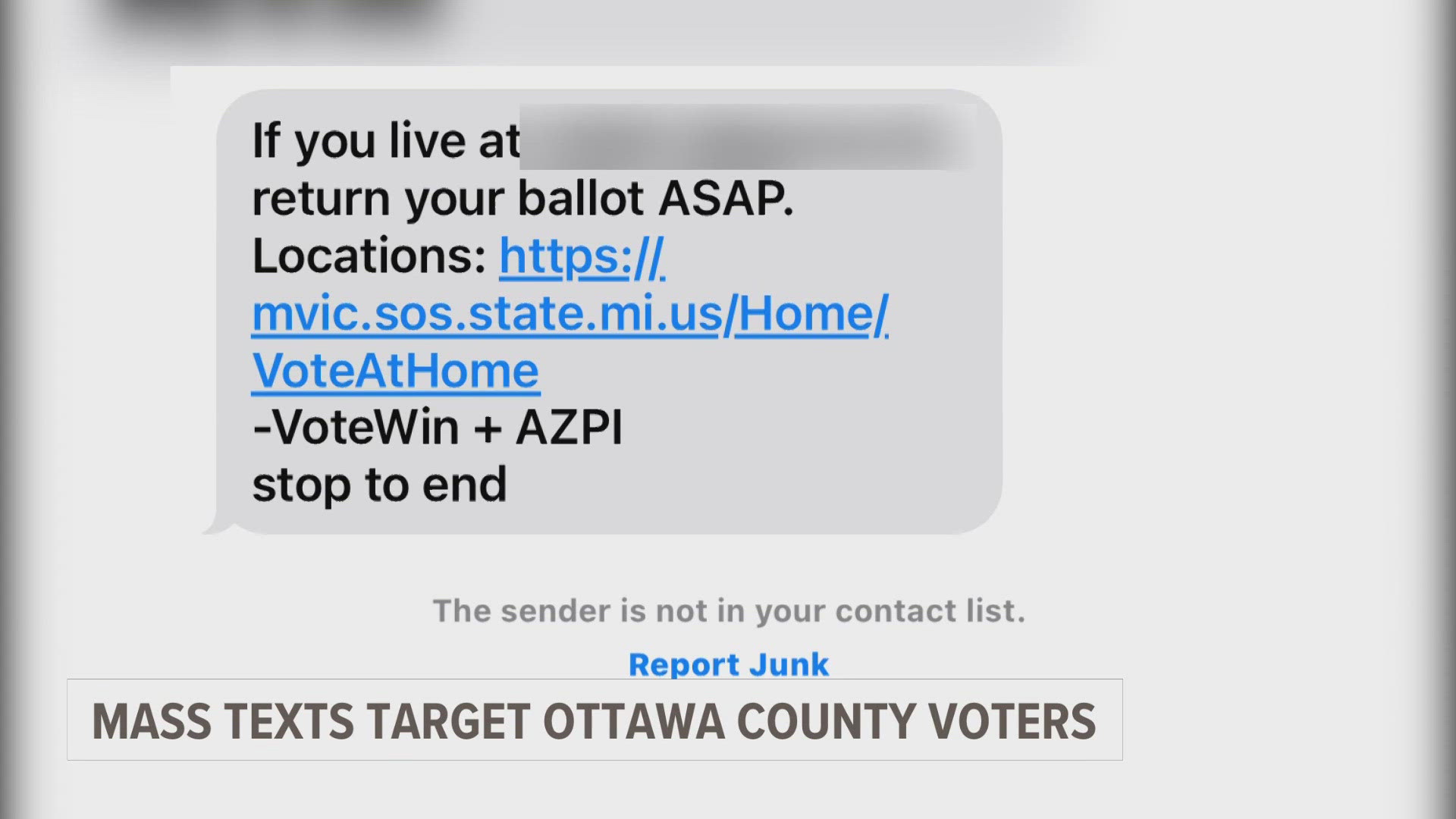 Some voters in Ottawa County are receiving text messages telling them to submit their absentee ballots as soon as possible.