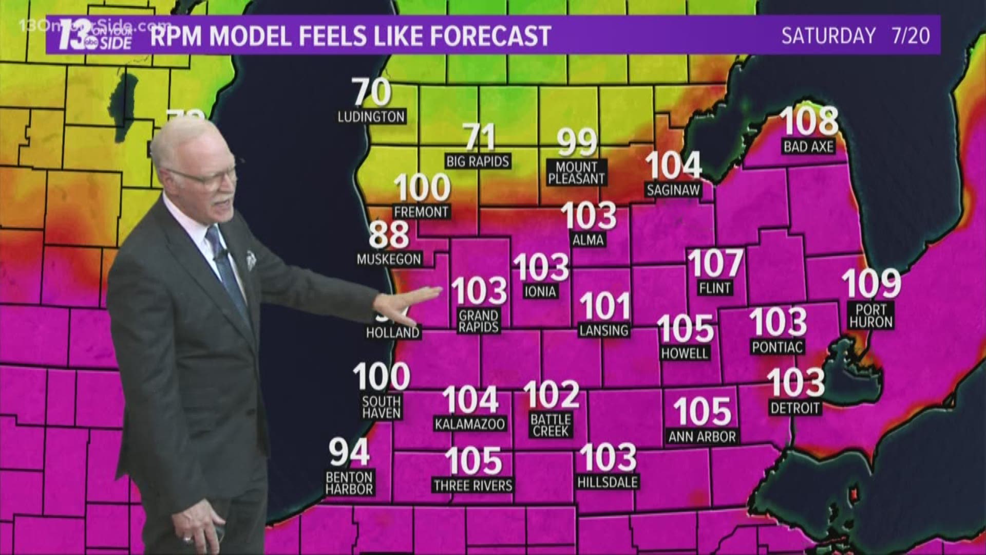 Chief Meteorologist George Lessens says it could feel like upwards of 100 degrees.