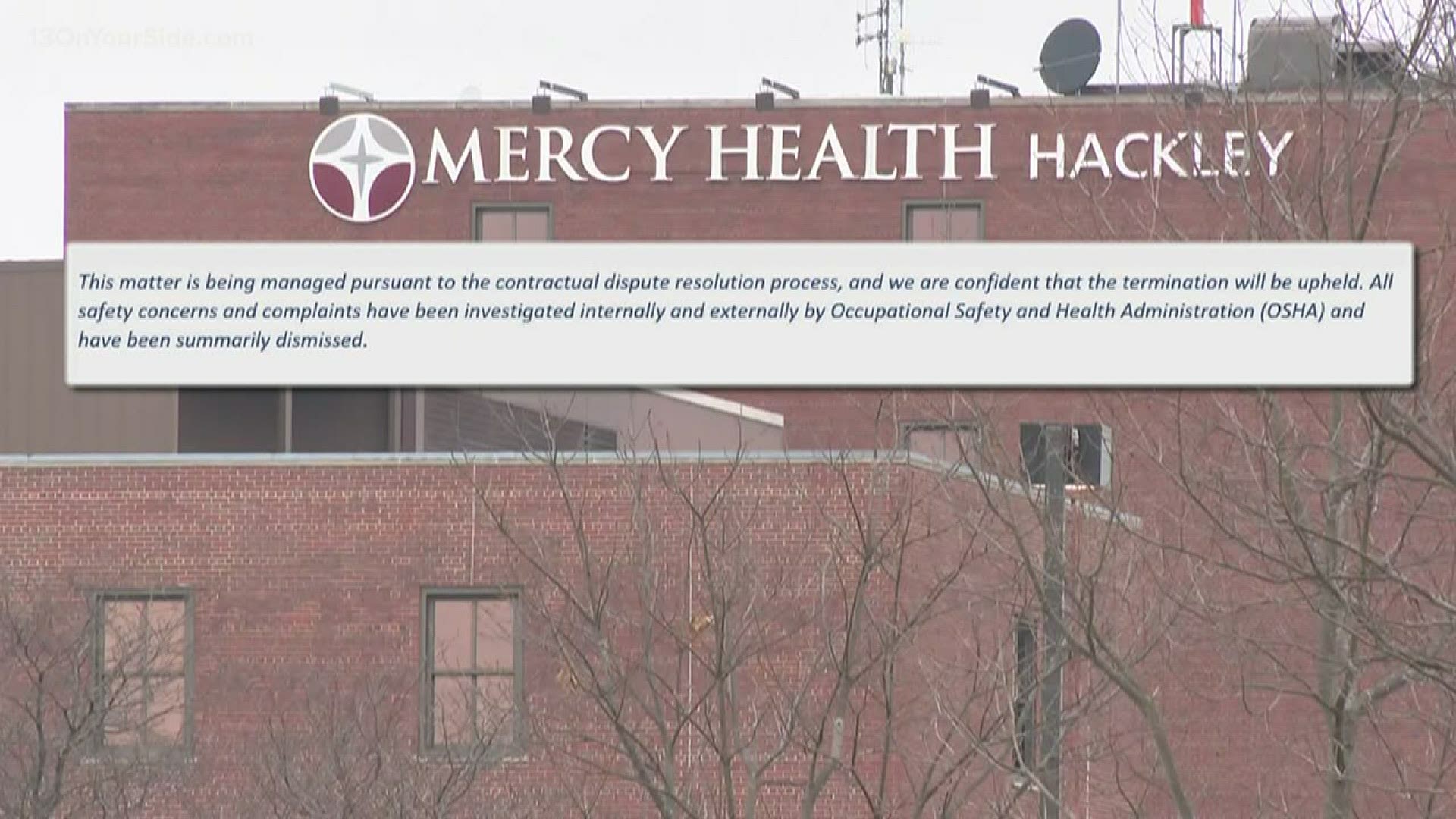 A Muskegon County nurse says he was fired because he spoke to the media, about a lack of personal protective equipment.