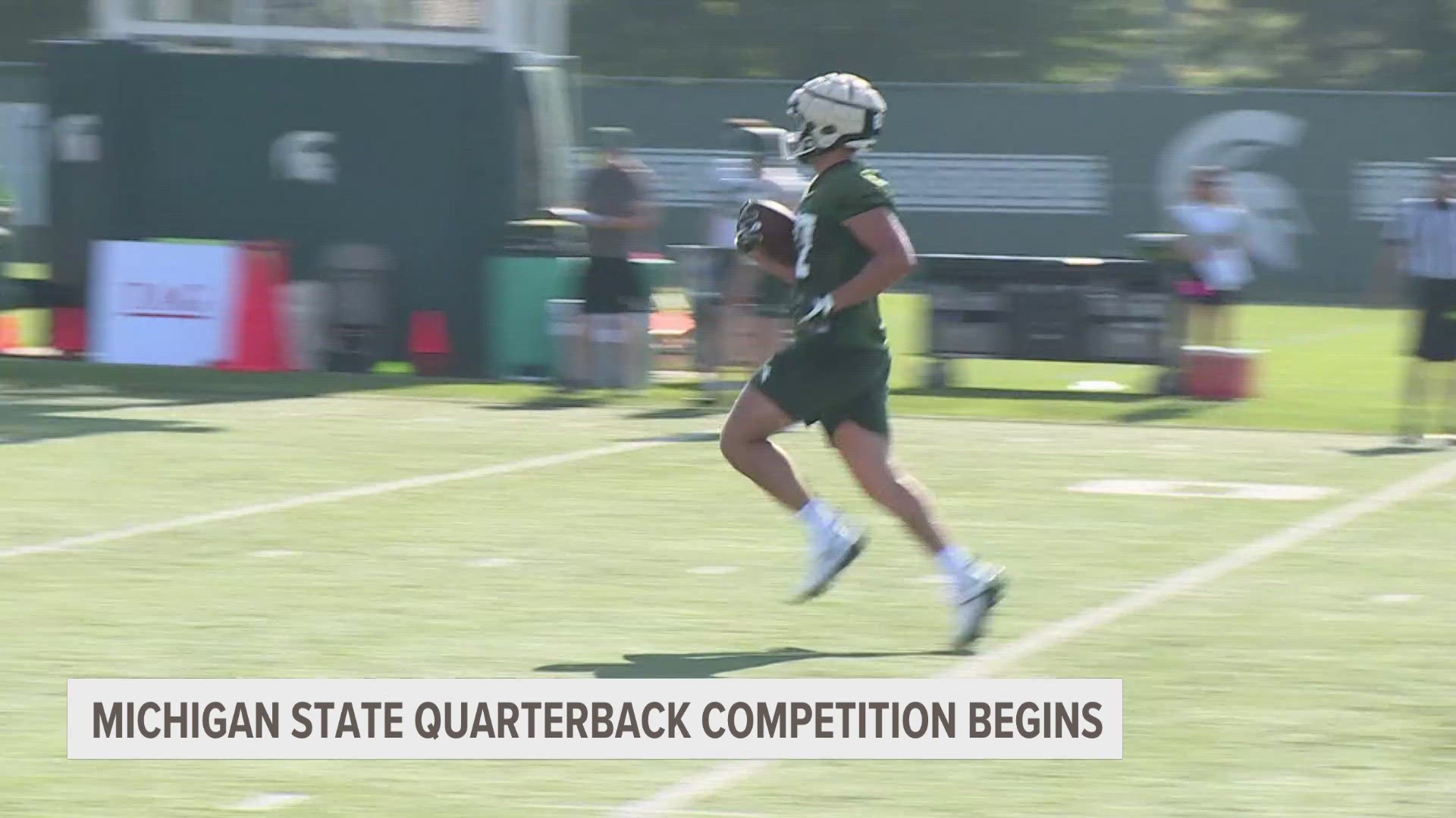 Day 1 of fall camp in East Lansing for the Michigan State football team, also the first day of the new quarterback competition.