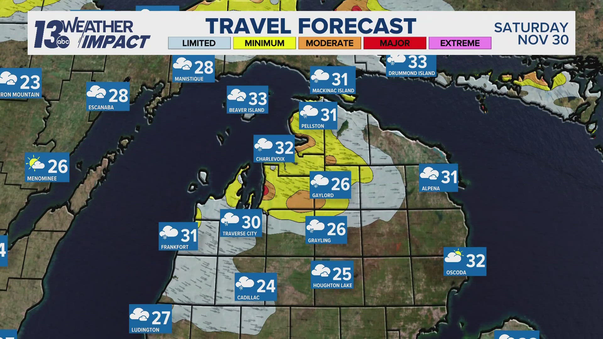 13 ON YOUR SIDE Meteorologist Blake Hansen is running through the best and worst times to travel Thanksgiving week with lake effect snow and holiday travelers.