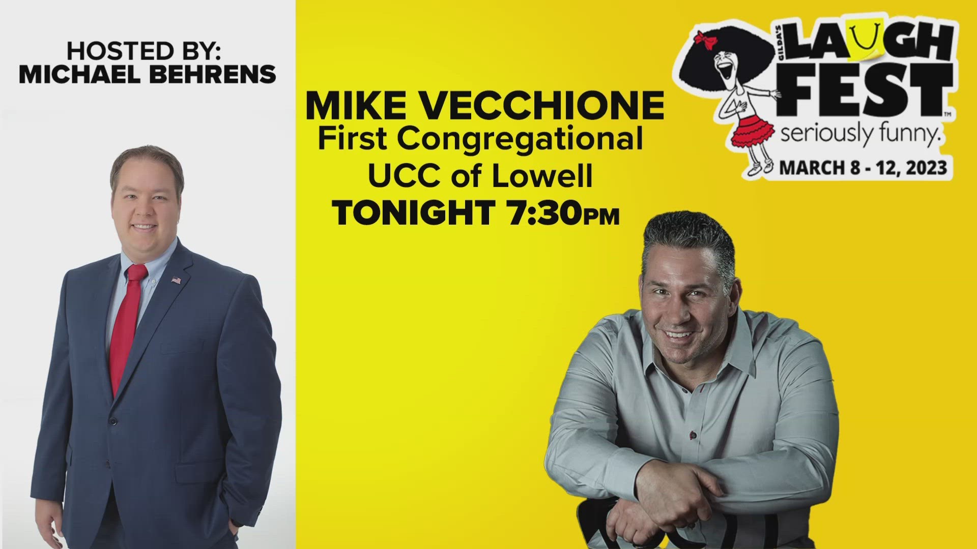 Michael Behrens hosts Mike Vecchione at the First Congregational UCC of Lowell Friday night at 7:30 p.m.