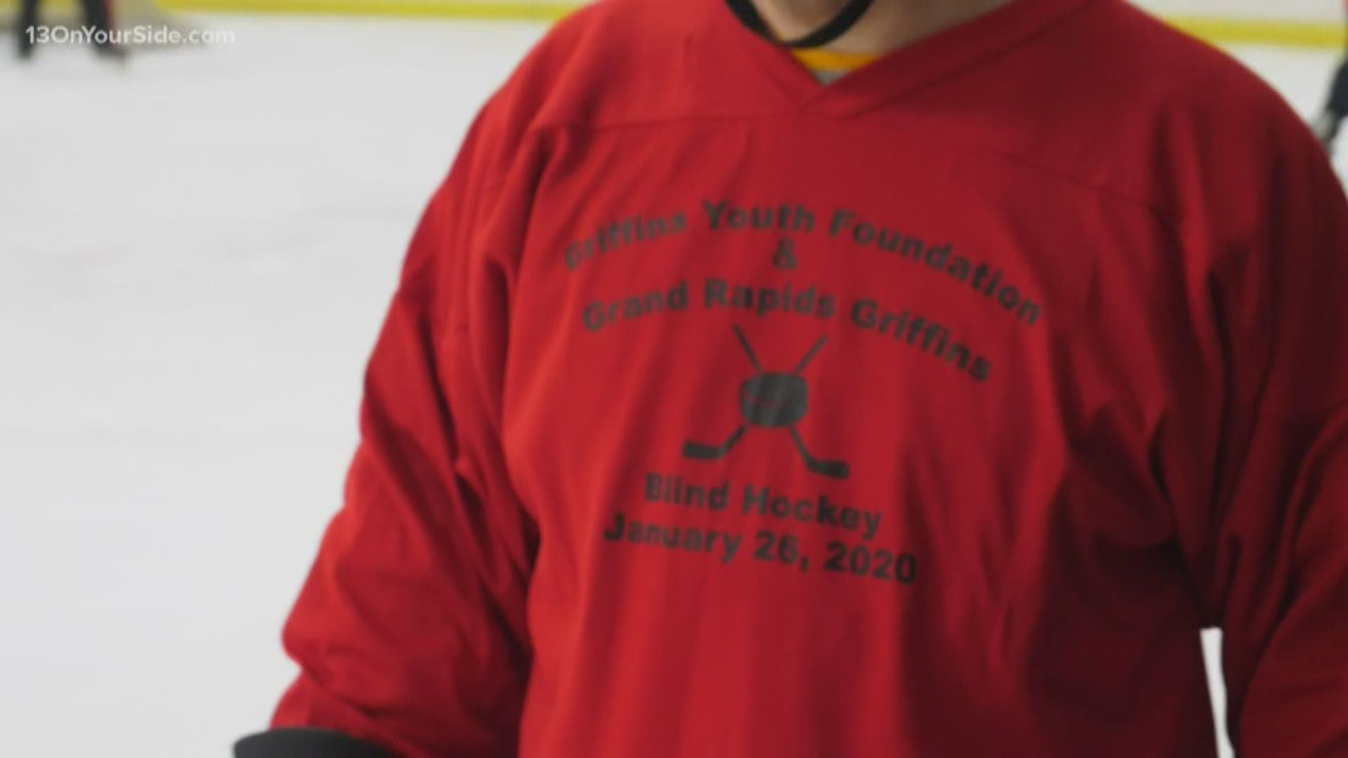 Visually impaired and blind people came to Grand Rapids Sunday, Jan. 26 to take part in a Try Blind Hockey event put on by the Griffins Youth Foundation.