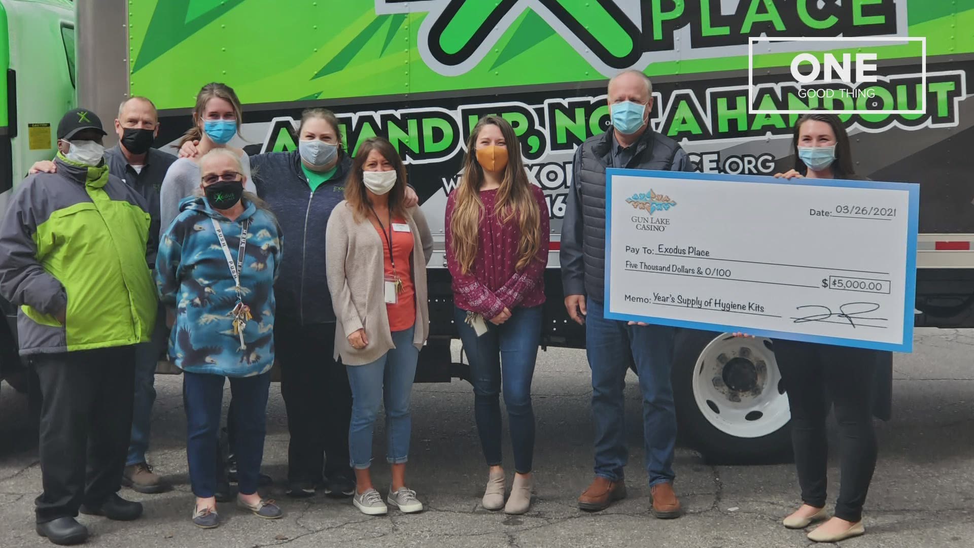 Gun Lake Casino recently donated $5,000 to Exodus Place. The facility will use the donation to help buy personal hygiene kits for the homeless.