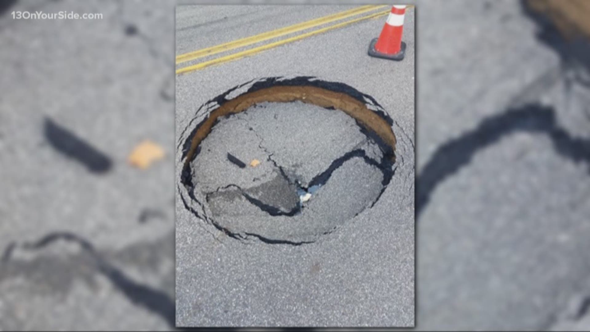 A large sinkhole in Battle Creek has closed South Helmer Road between Beckley Road and Tiffany Lane. The City of Battle Creek said the sink hole is near a culvert and city crews are monitoring and working to address the situation.