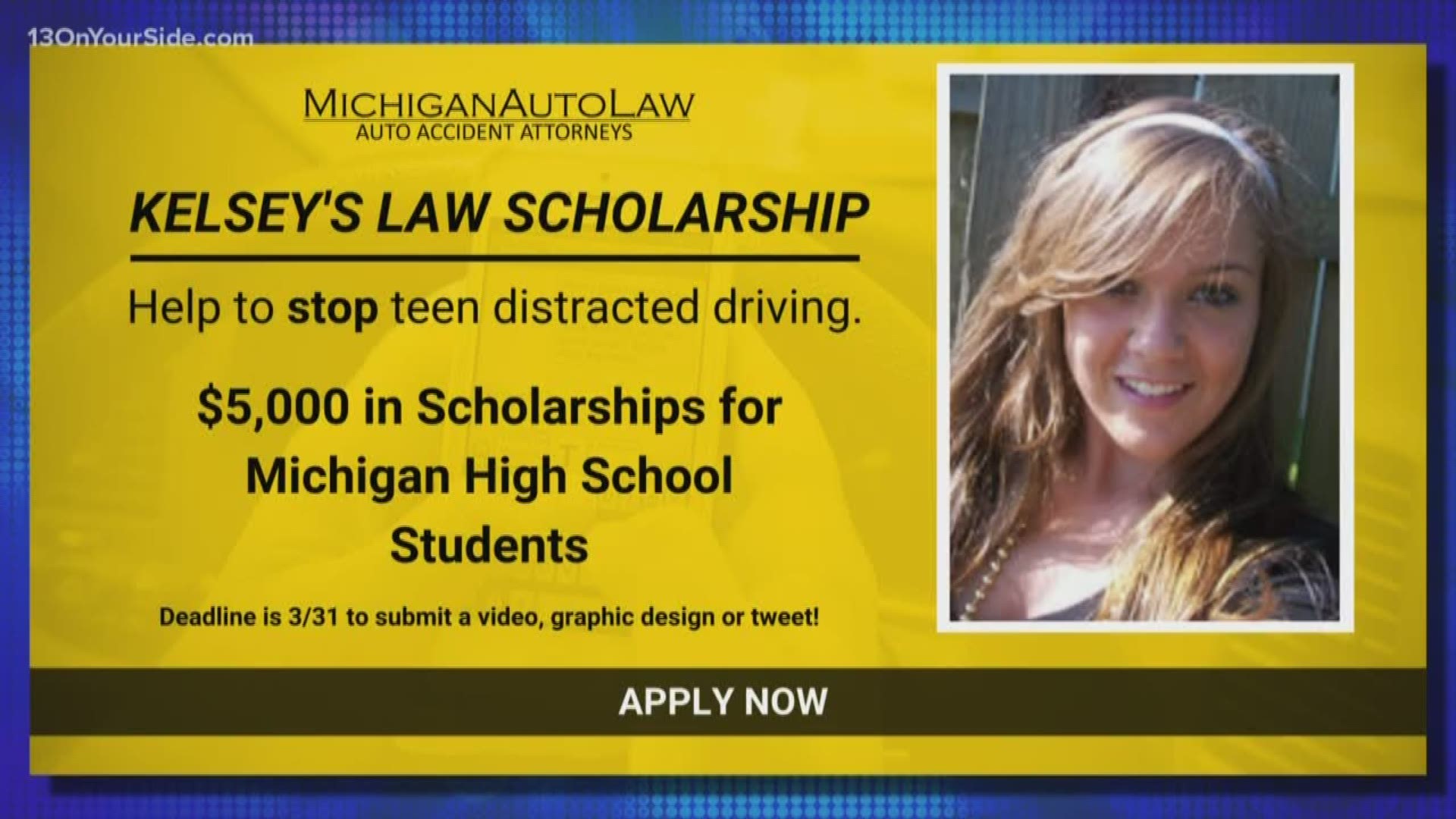 In April, $5,000 worth of scholarships will be awarded to Michigan students who submit the most persuasive message to reduce distractions while driving.