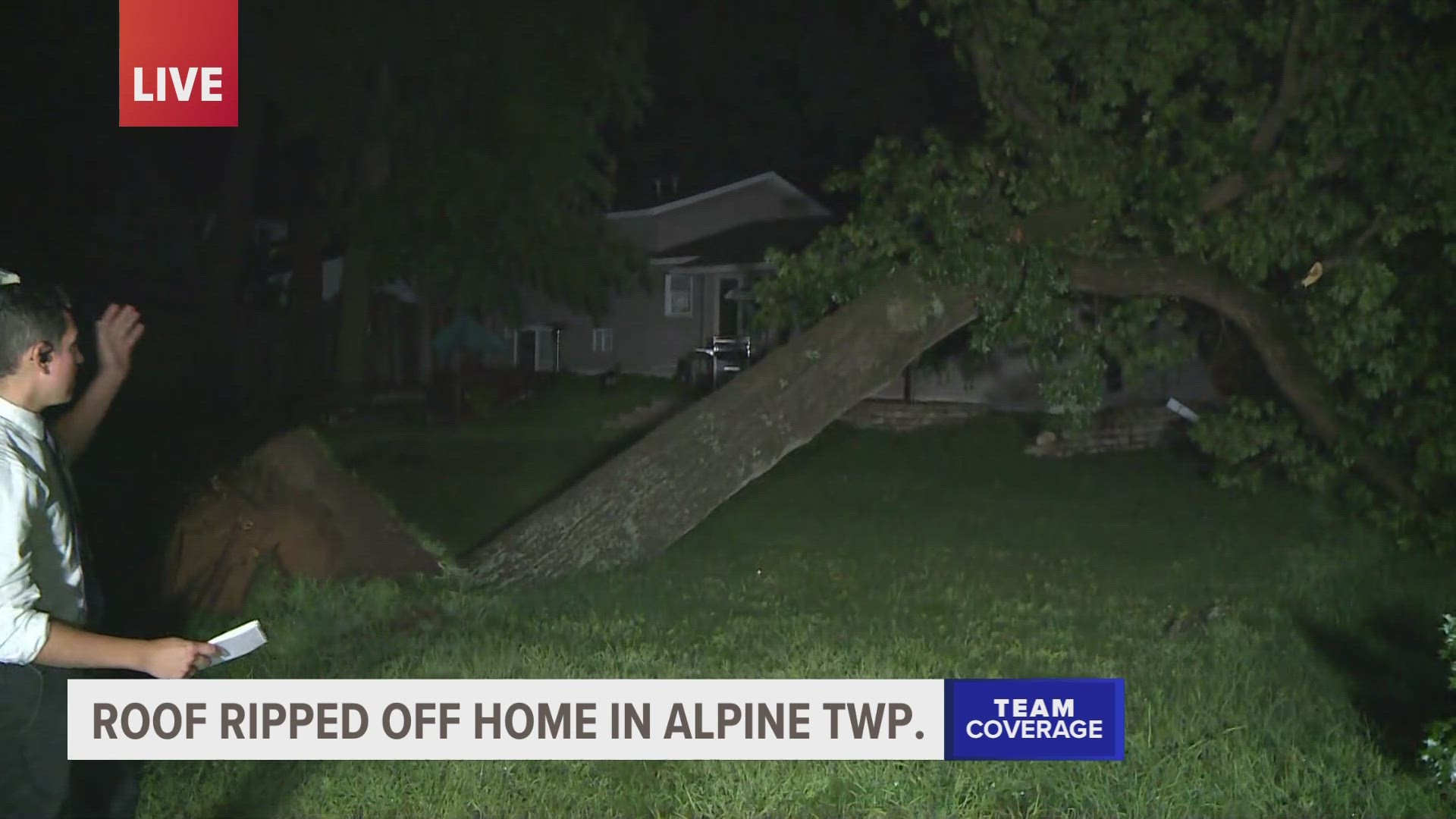 High winds caused downed powerlines and trees. In some areas, homes were damaged.