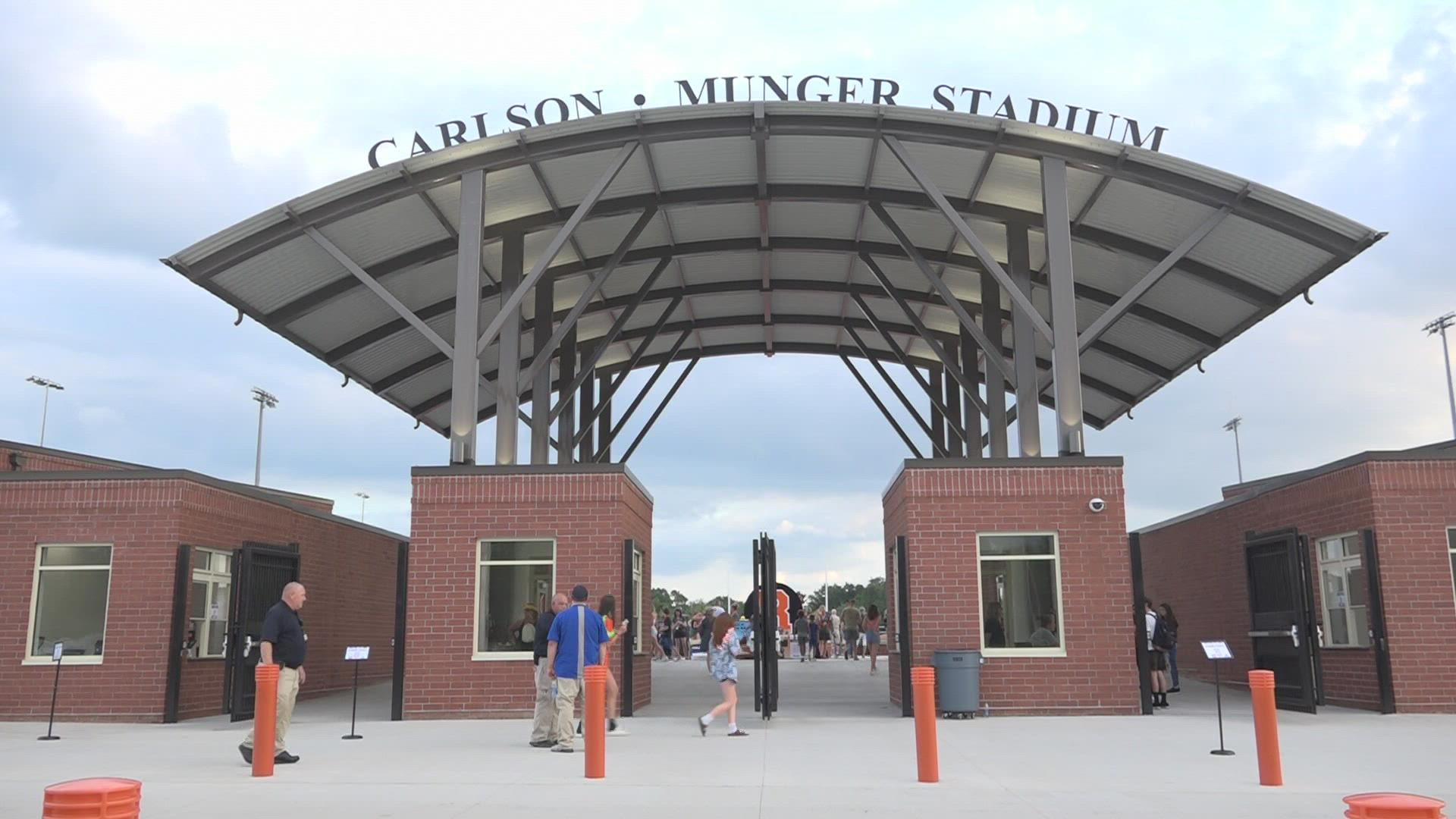 The previously named Ted Carlson Memorial Stadium is now the Carlson-Munger stadium, in honor of two men who exemplify “ram pride,” school officials say.
