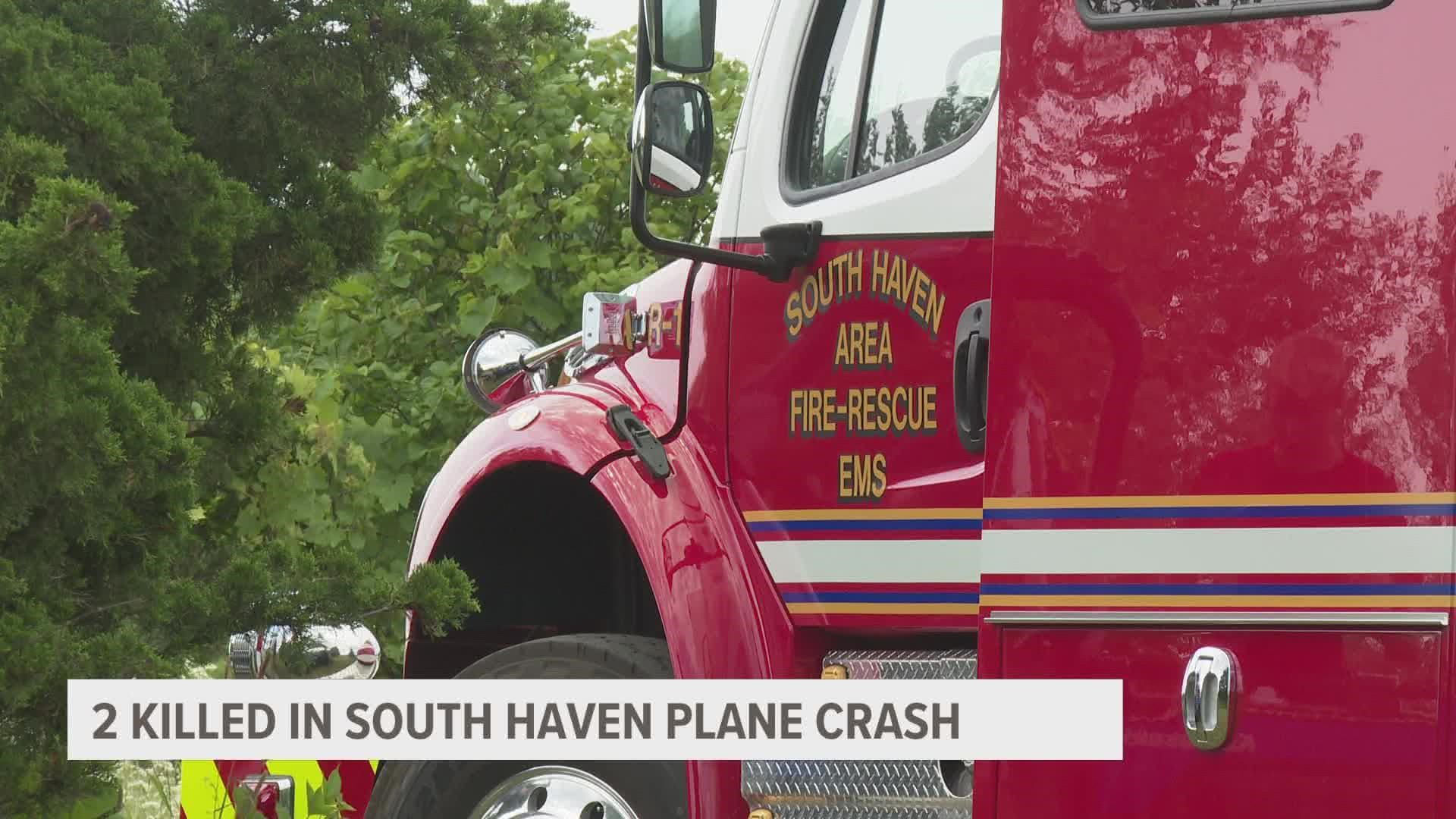 The wreckage of the plane was located early Wednesday morning about a mile north of the South Haven Regional Airport. Both occupants were found dead at the scene.
