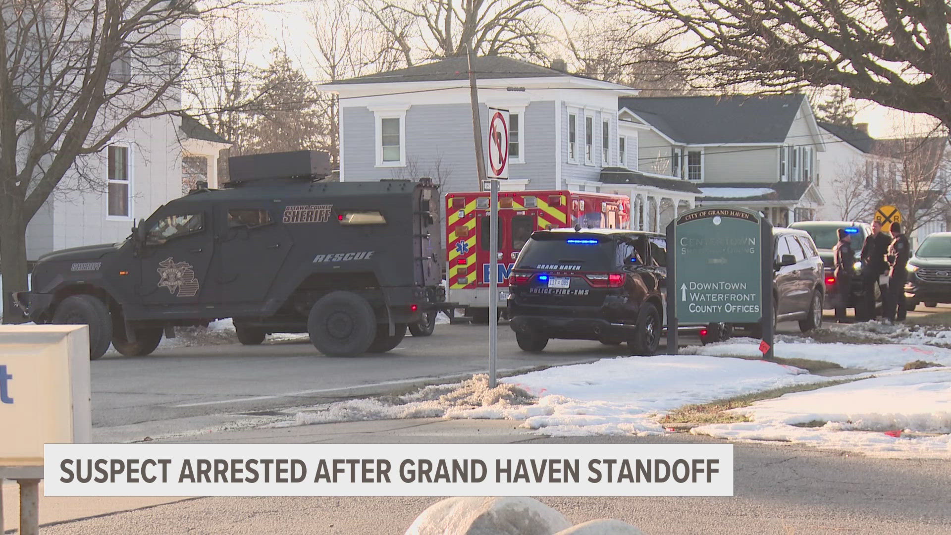 After hours of negotiation, police were able to arrest the suspect after using less lethal force and found a firearm inside the home. 