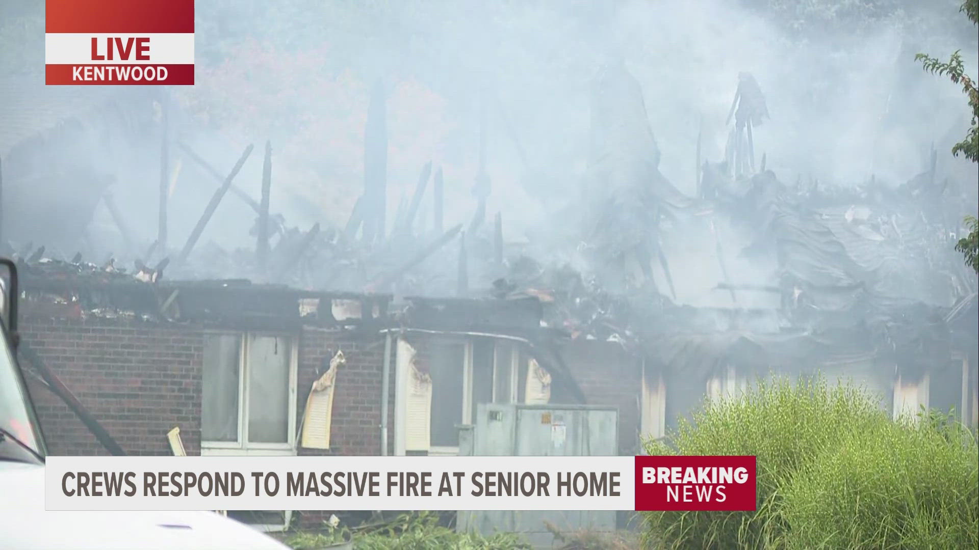 Multiple fire departments are responding to a fire at a senior living center in Kentwood at Eastern Avenue and 60th Street SE on Thursday.