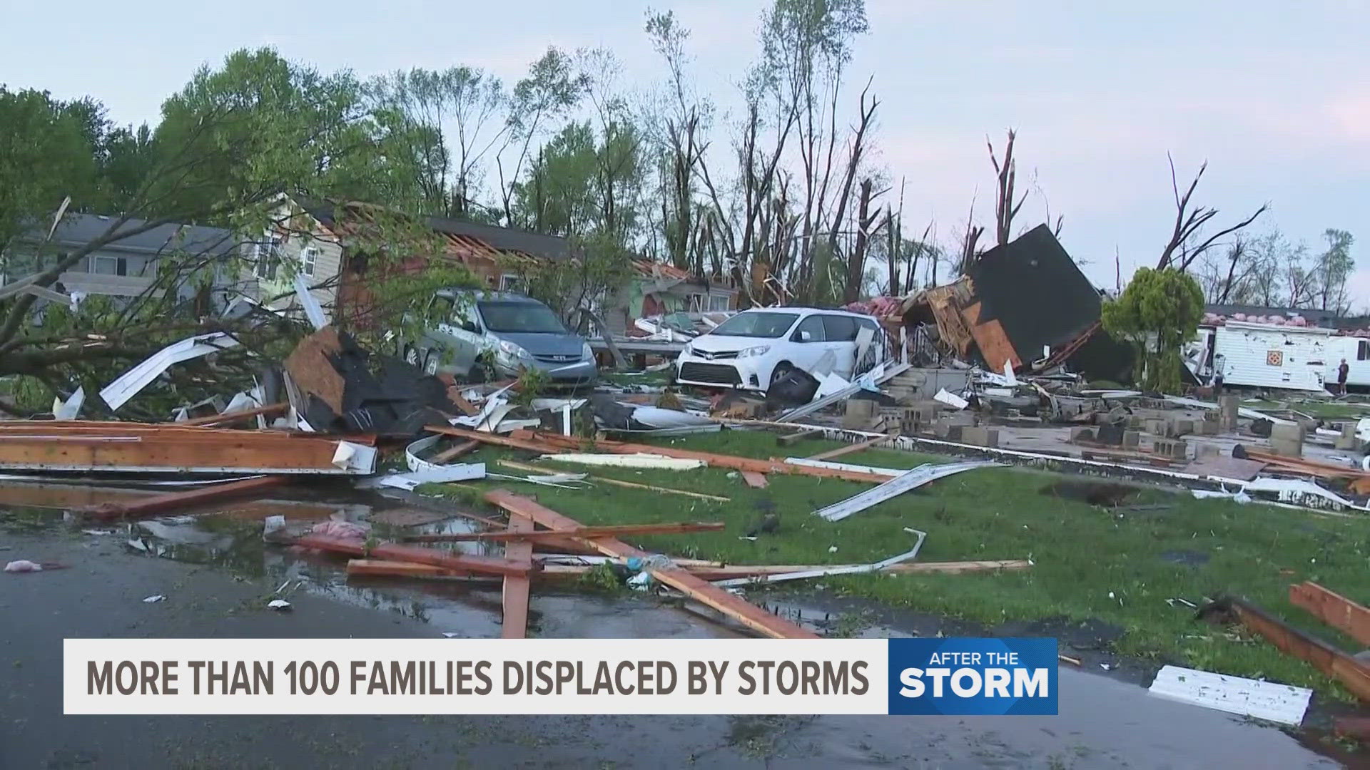 Despite on-and-off rain, the Portage community continues cleaning up the destruction left behind by that powerful EF-2 tornado that rolled through Tuesday evening.