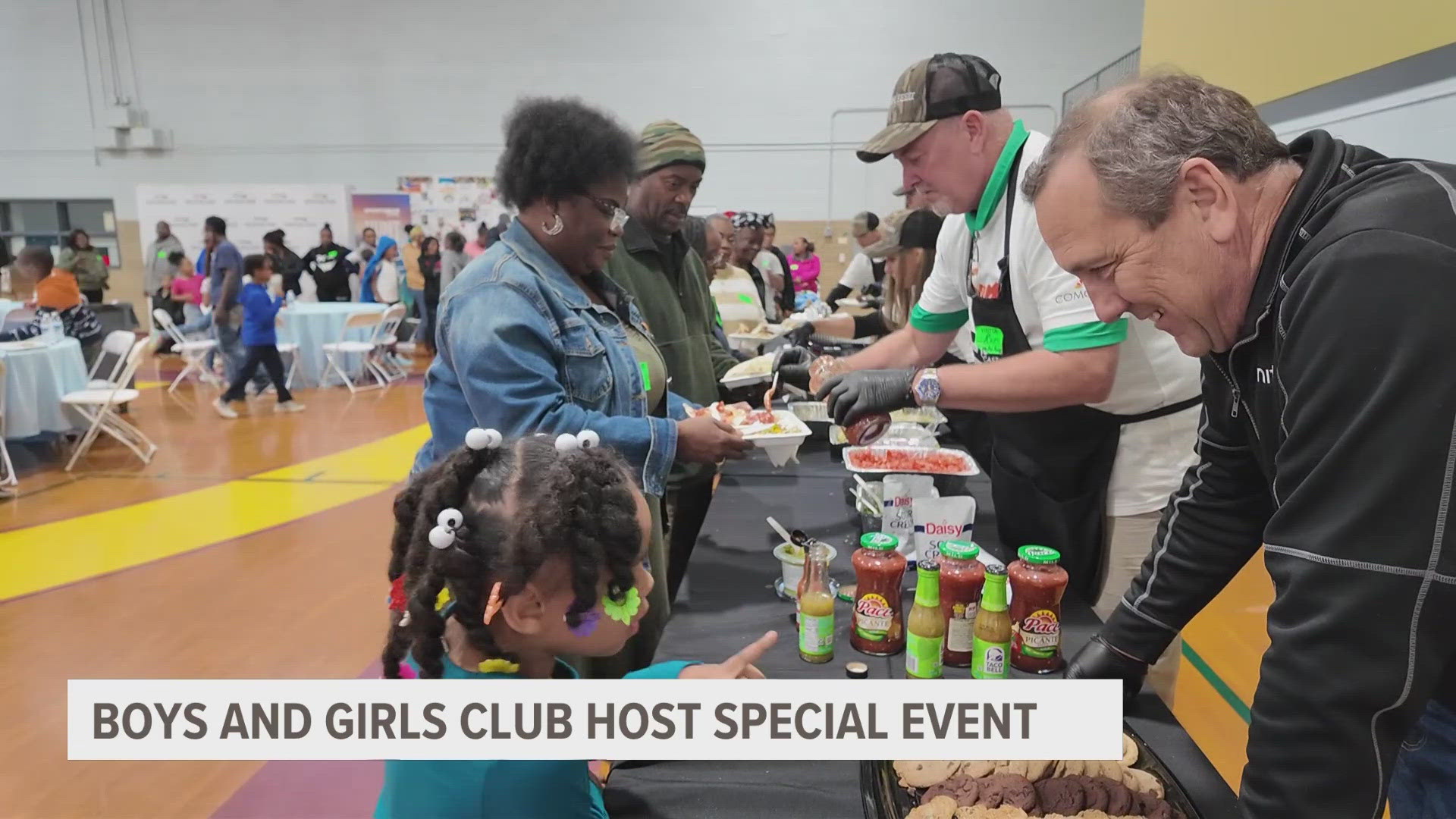 Families were given laptops and a meal made by a celebrity chef during Wednesday's dinner.