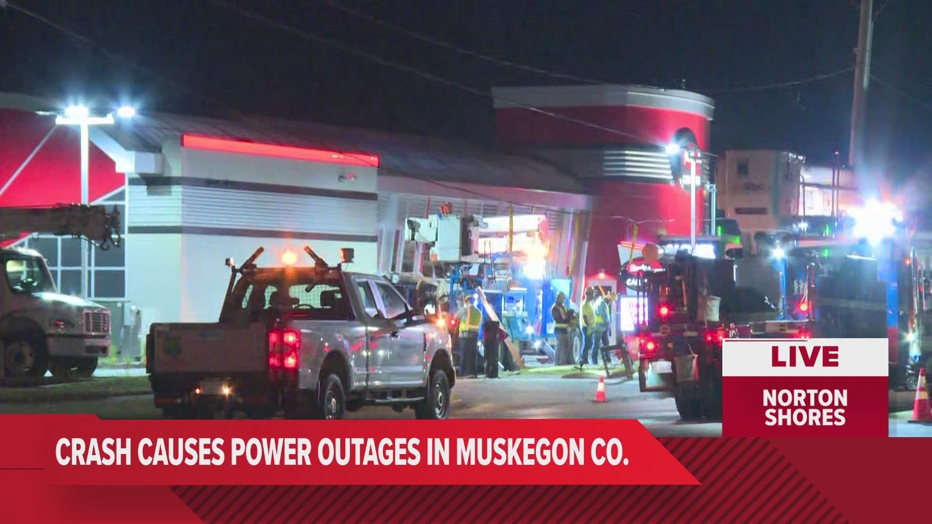The crash knocked out power to customers in Norton Shores, Roosevelt Park and Muskegon Heights.