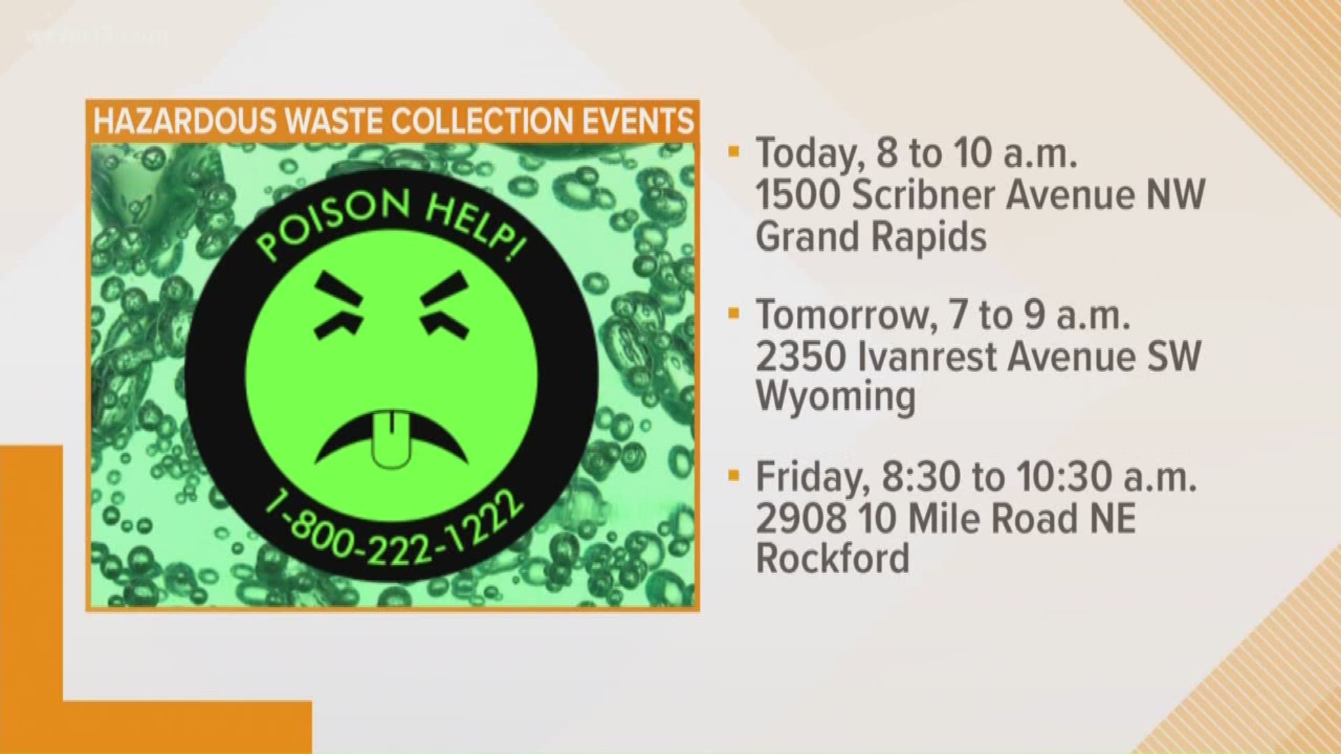 Leaders are hosting hazardous waste collection events around Kent County the next few days.