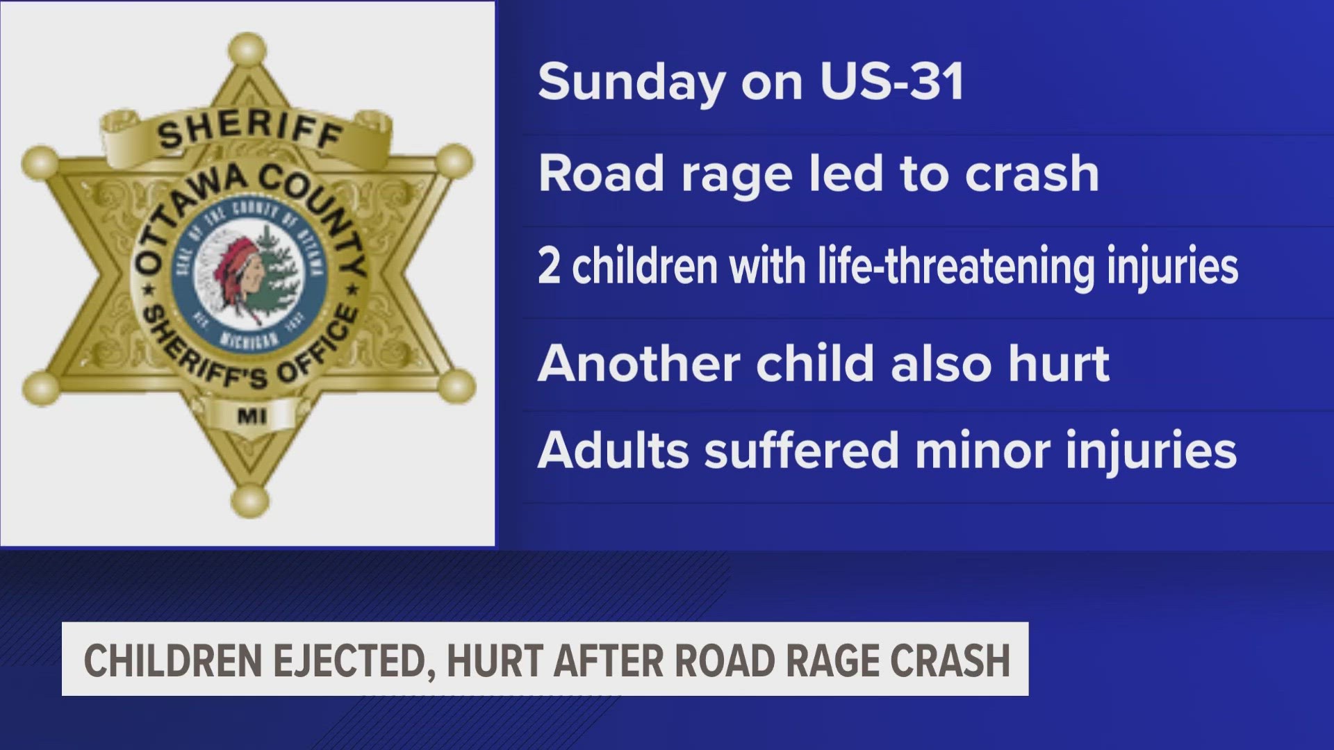 Deputies say road rage led to a rollover crash that ejected two young girls and injured another. All four adults involved were hurt, too.