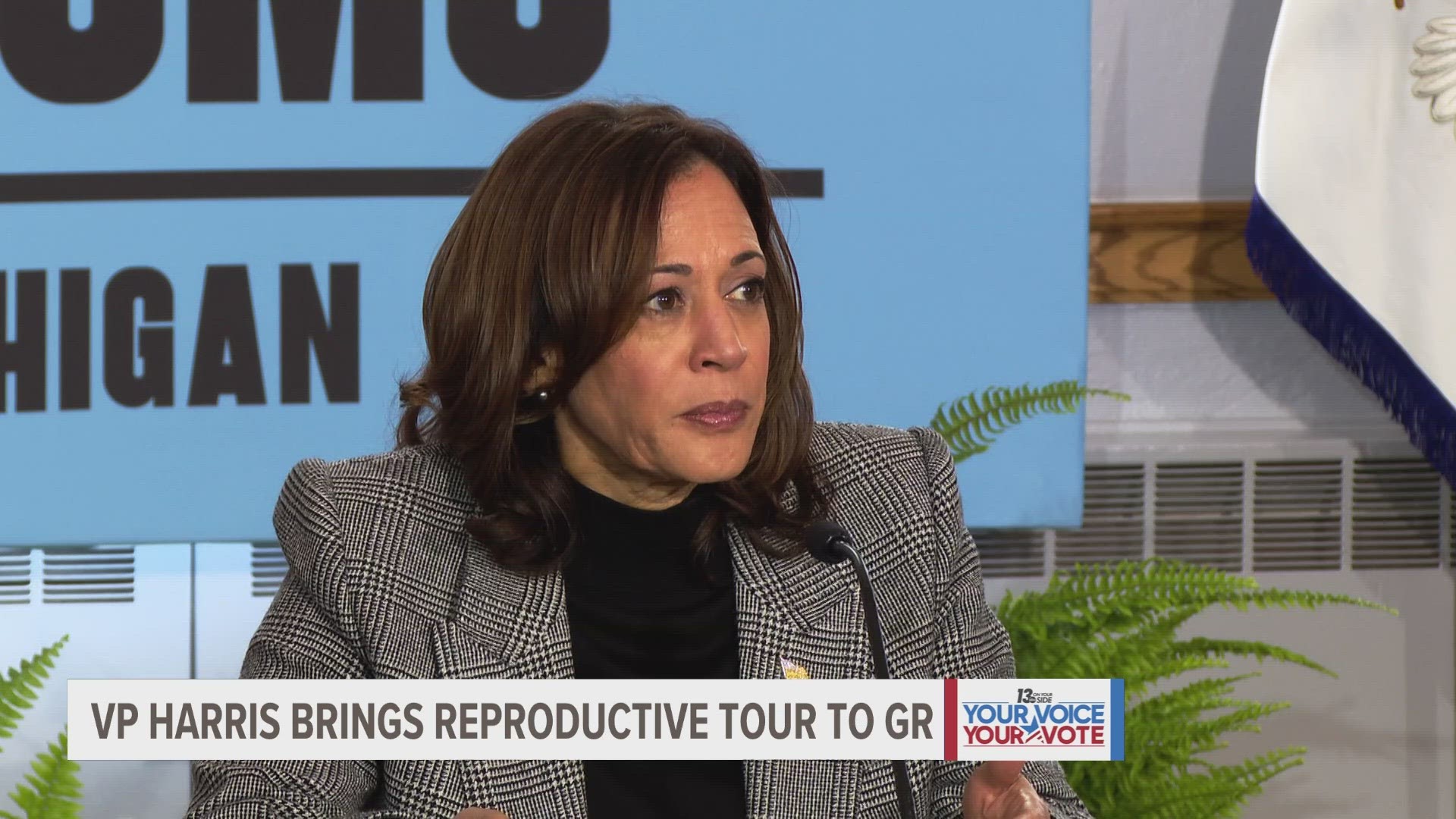 Vice President Kamala Harris touched down in Kent County Monday to continue a nationwide tour on the issue of abortion.