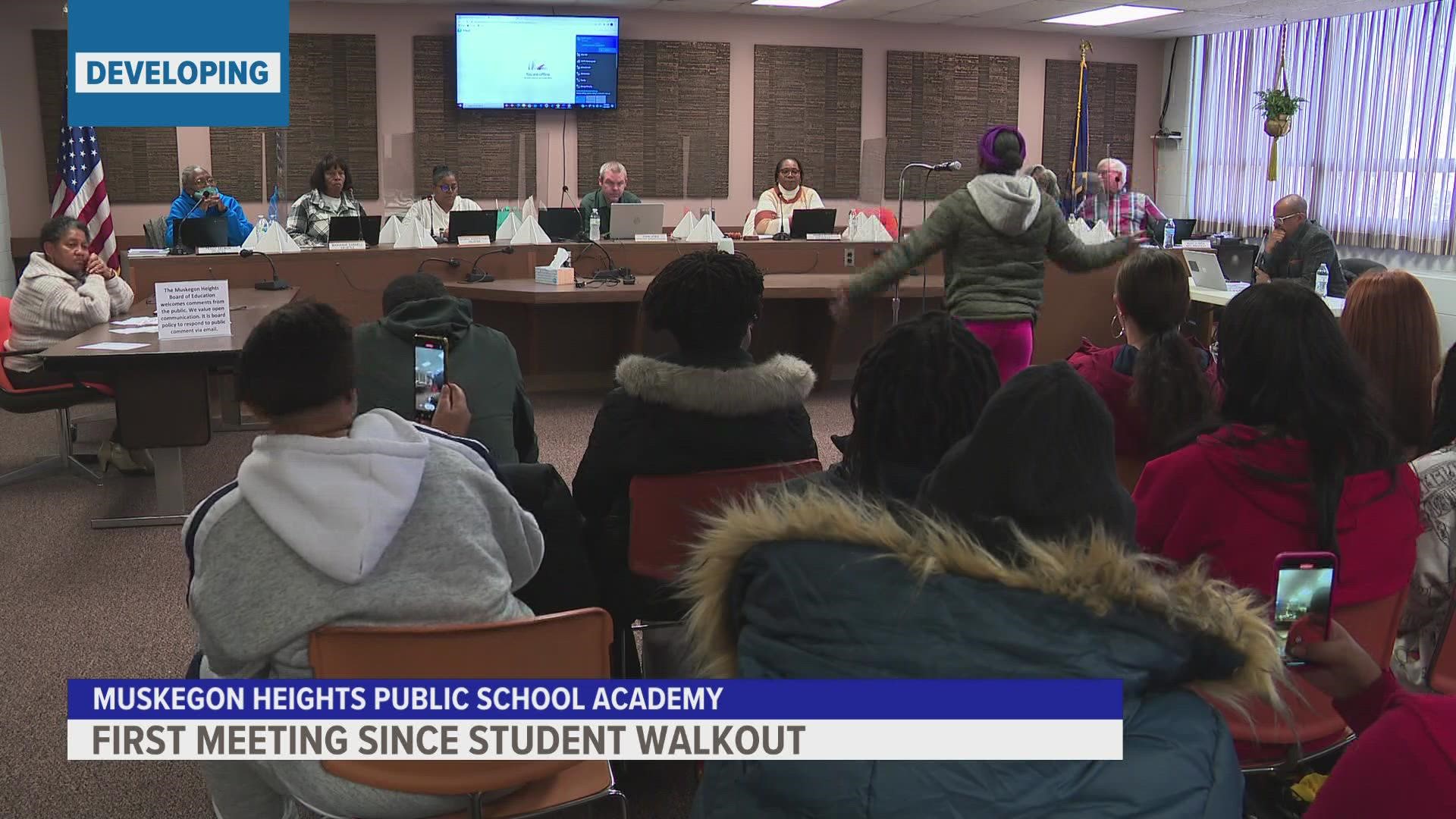 The school said any student who walked out without a parent's consent must be at the meeting with their parent or guardian.