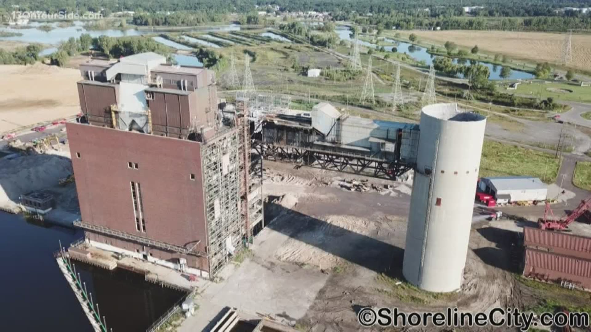 The skywalk connected the closed powerhouse to what's left of the Cobb's smokestack.