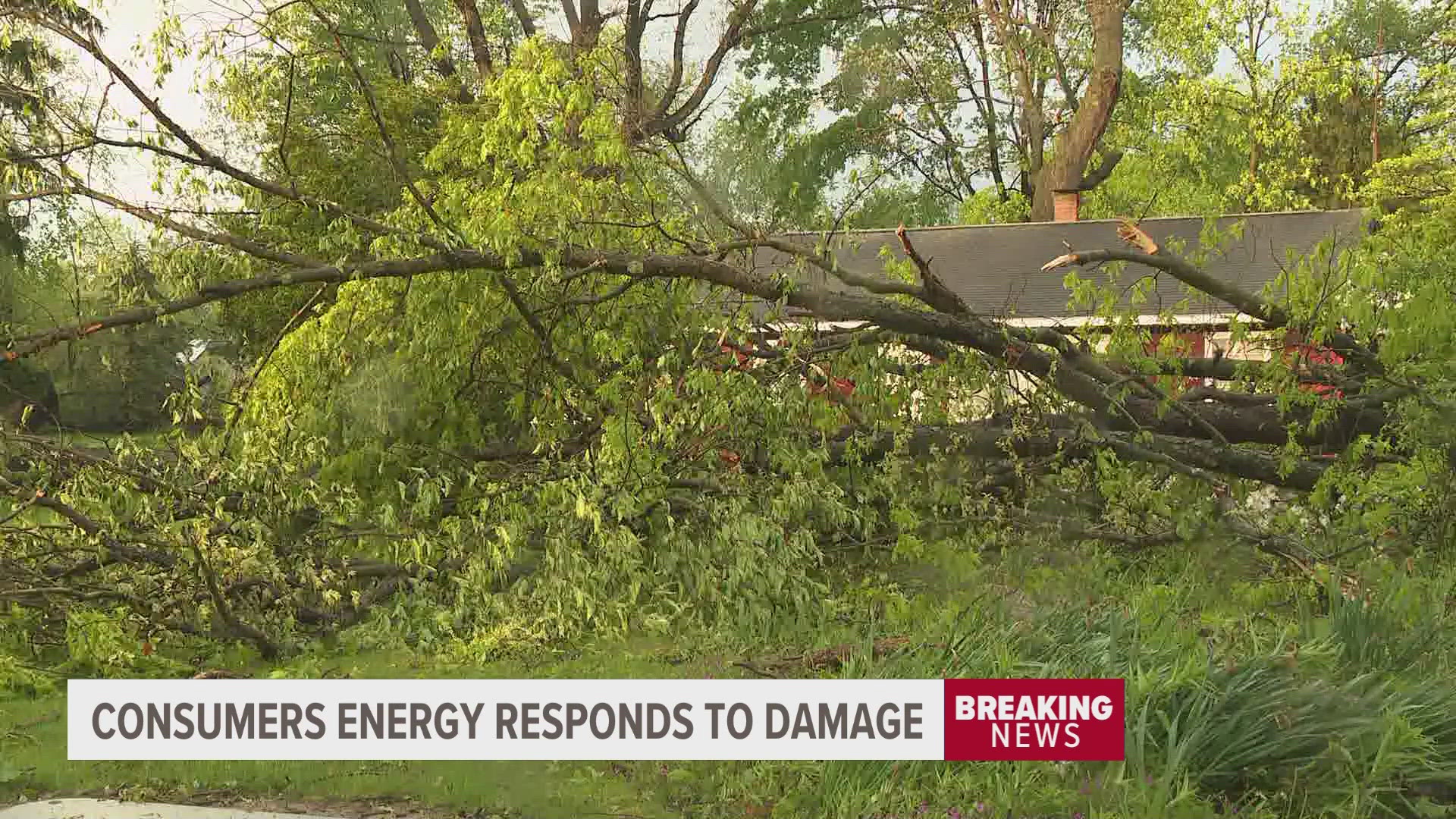 Consumers is working to restore power to over 25,000 people after tornados ripped through southwest MI.