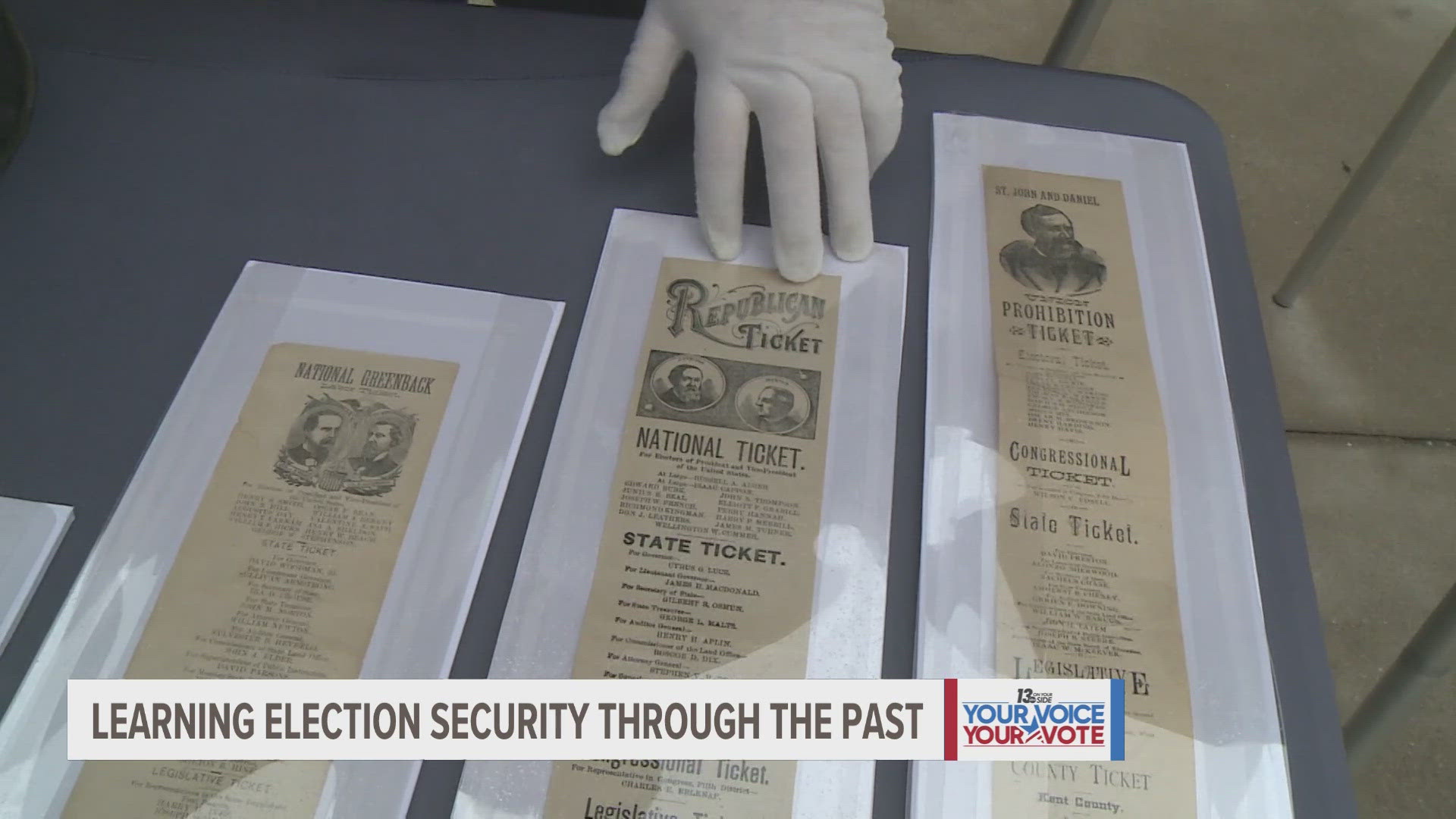 Students from the Grand Rapids Public Museum School were able to interact with historical voting tickets and machines to see how elections have changed.