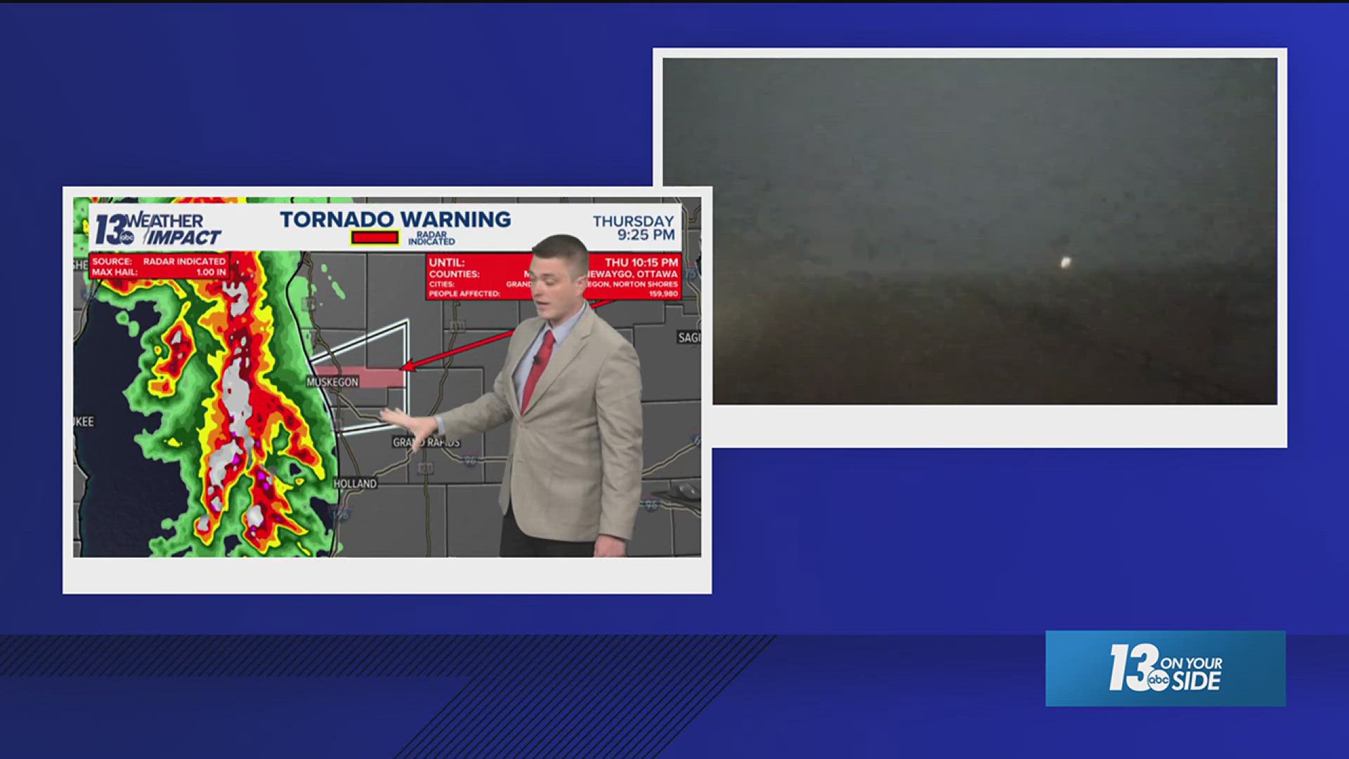 The National Weather Service issued a tornado warning for Muskegon, Norton Shores and Muskegon Heights. 