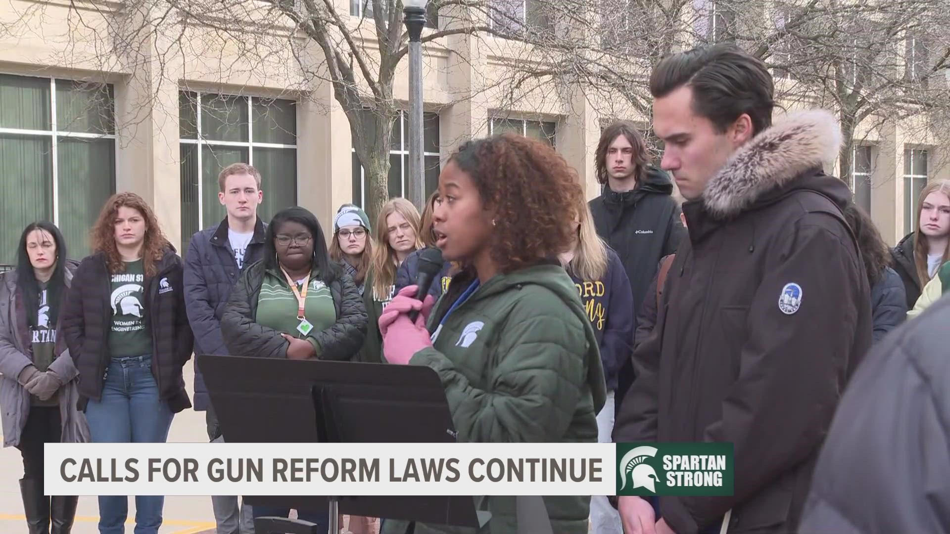 Gun control activist and March For Our Lives founder David Hogg joined Michigan State and Oxford High School students, as well as lawmakers to pass new policy.