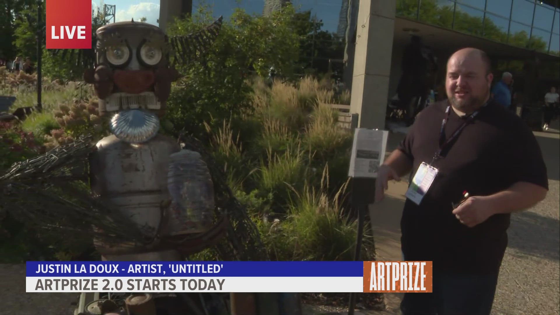 Justin La Doux's piece "Scrap Metal Creature" is made of scrap metals and is only one part of the artists installation.