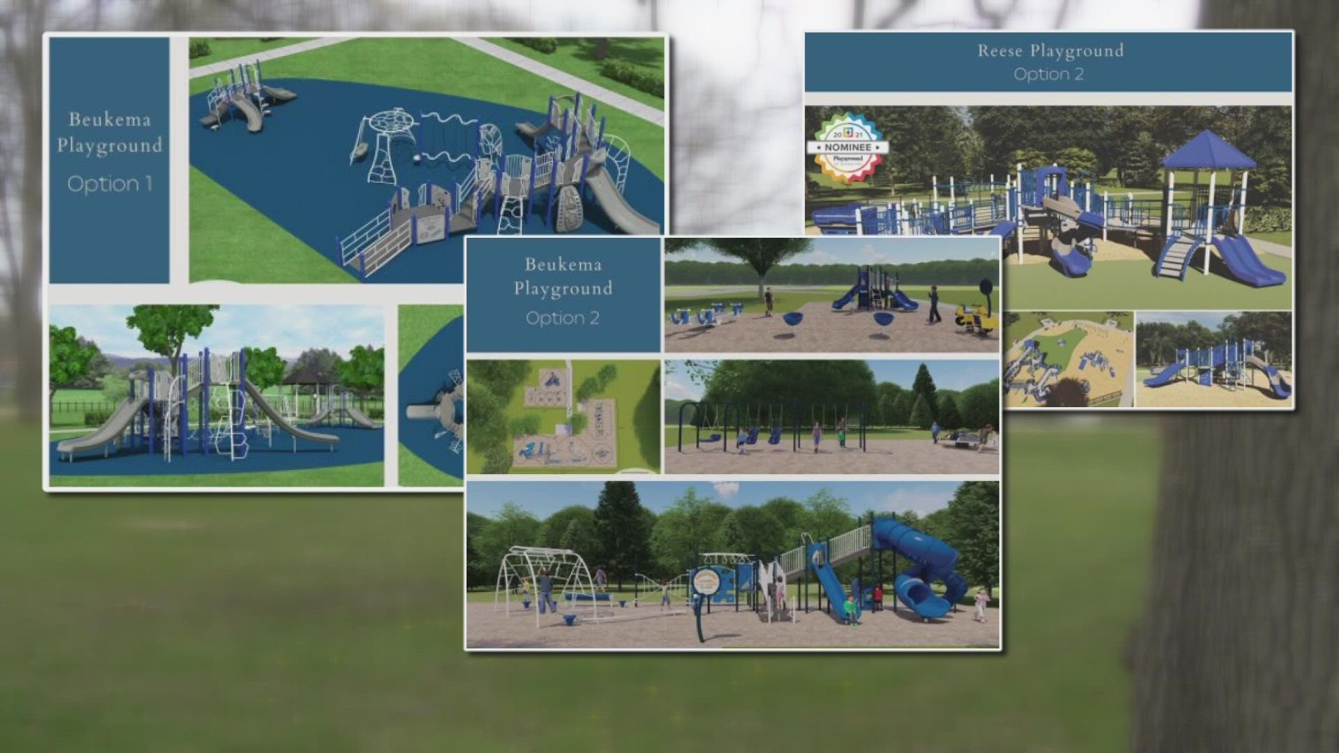 Muskegon residents are asked to vote for the best playground designs for Beukema Park and Reese Playfield.