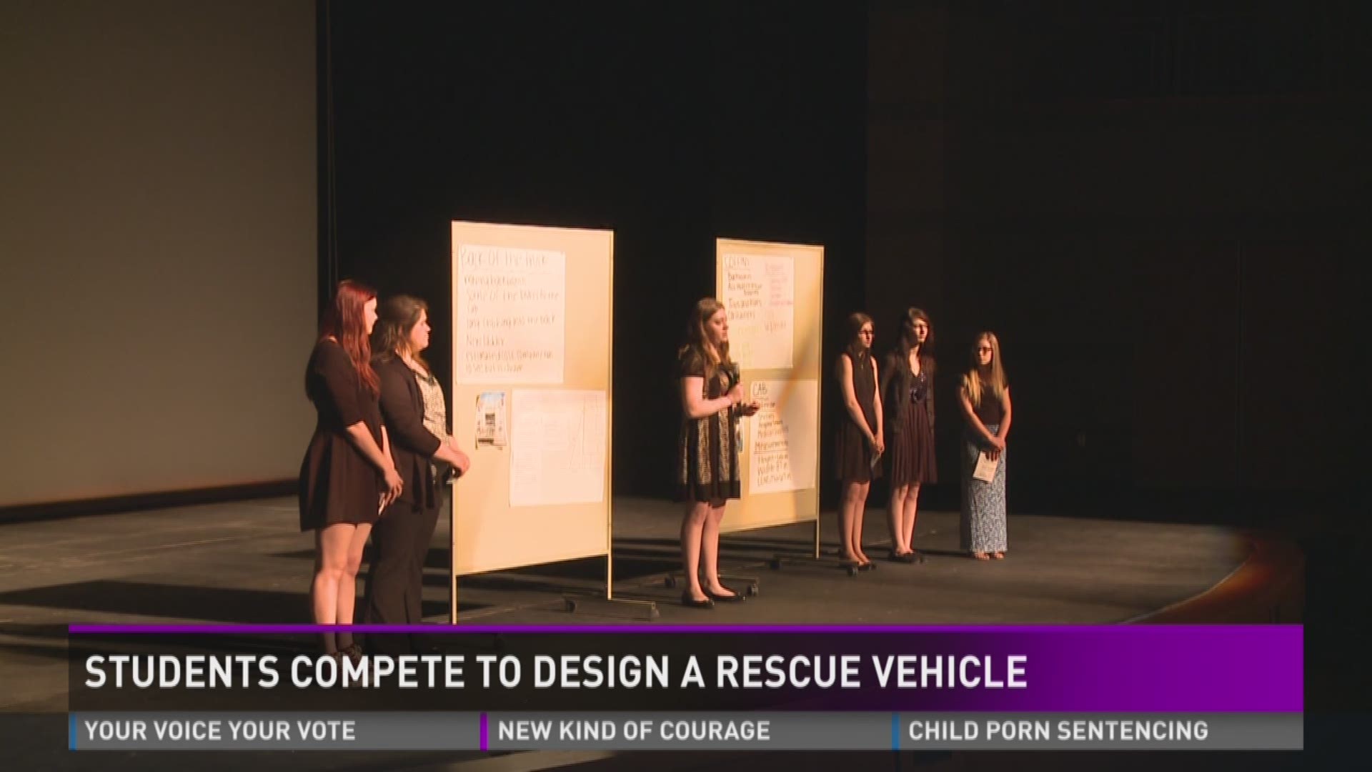 The top seven teams of Coopersville High School geometry students presented their ideas.