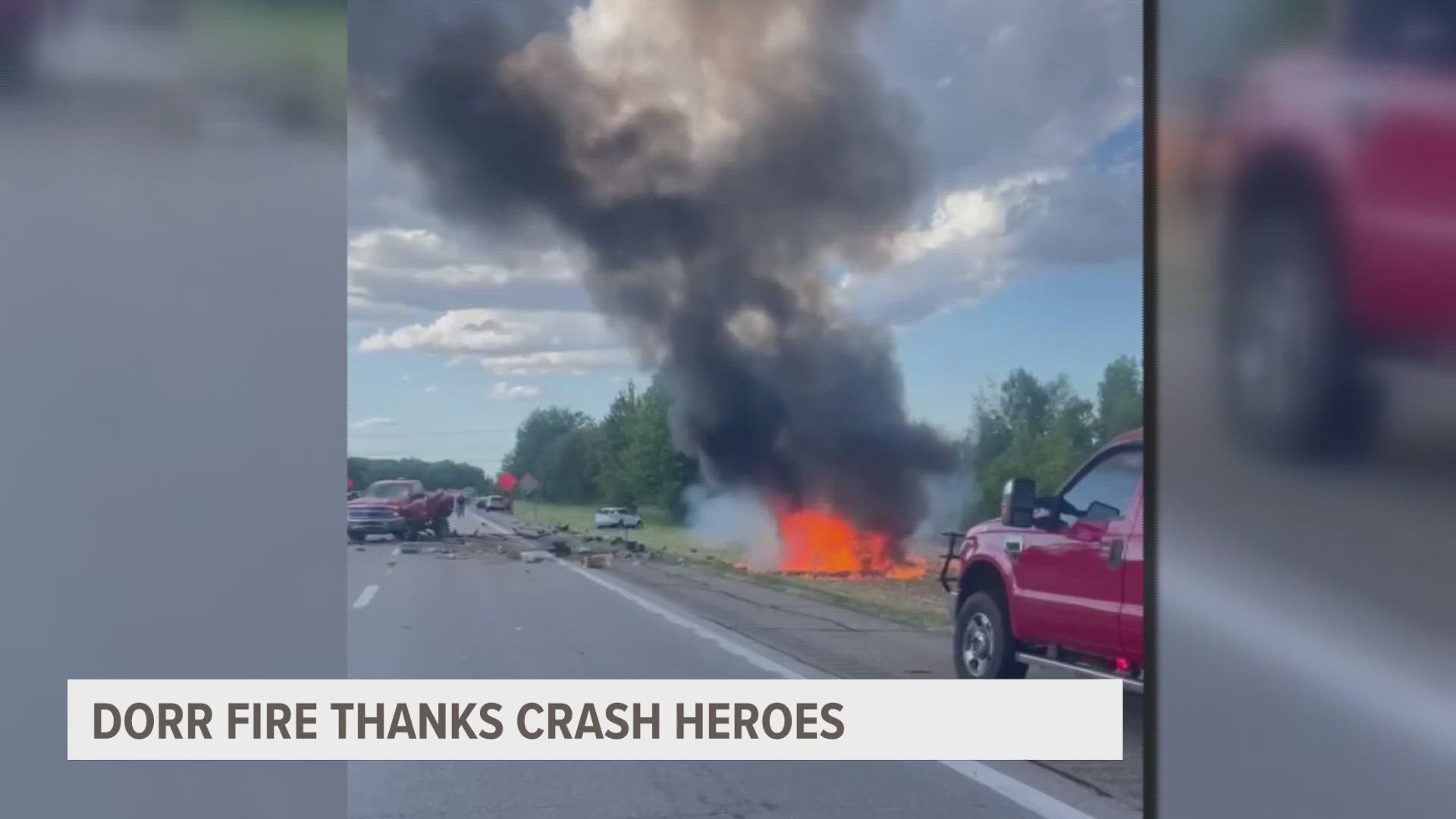The Dorr Fire Department is thanking two women who jumped in to help at the scene of a serious crash.