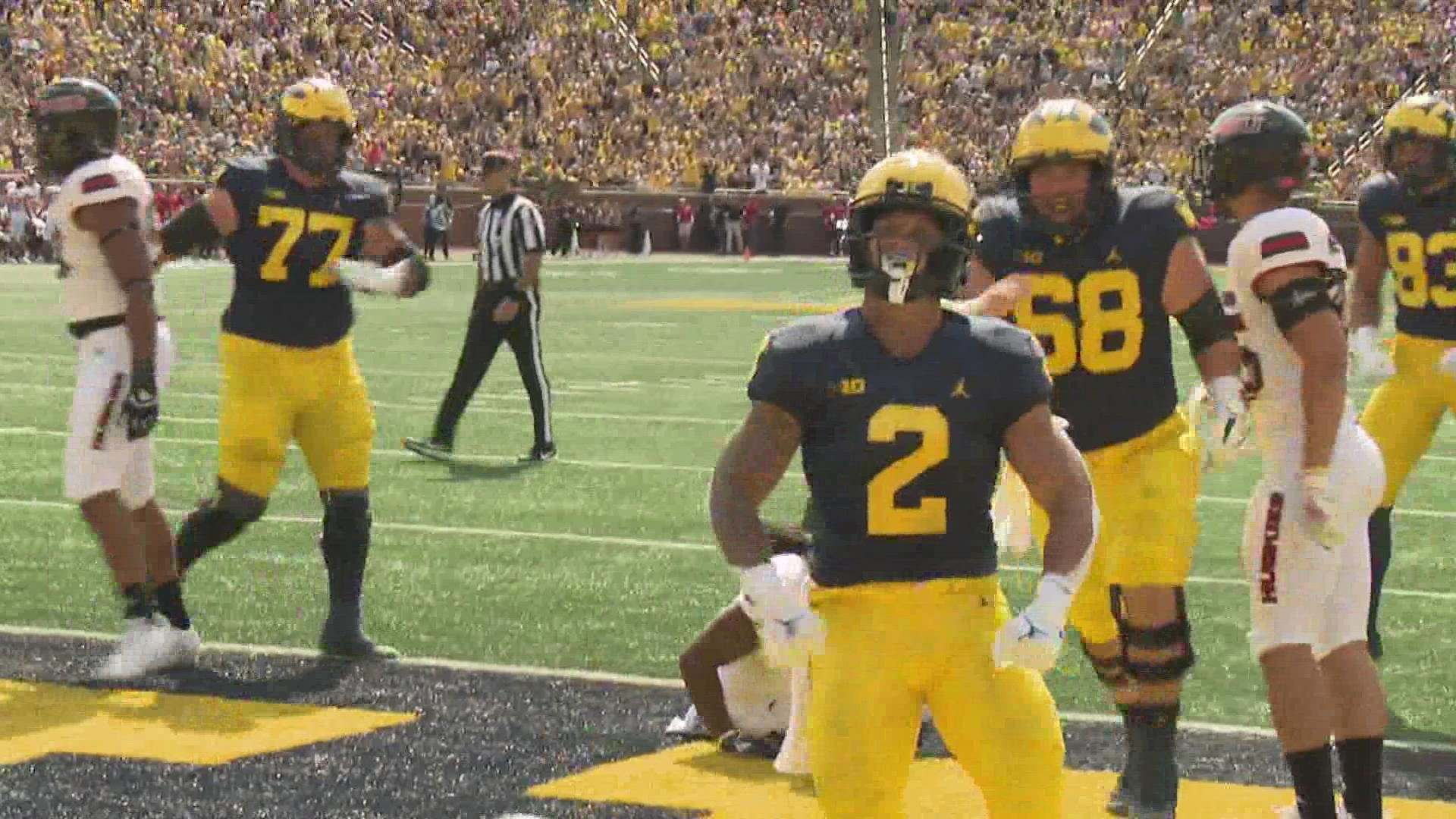 Corum s 3 TDs help No. 25 Michigan dominate 63 10