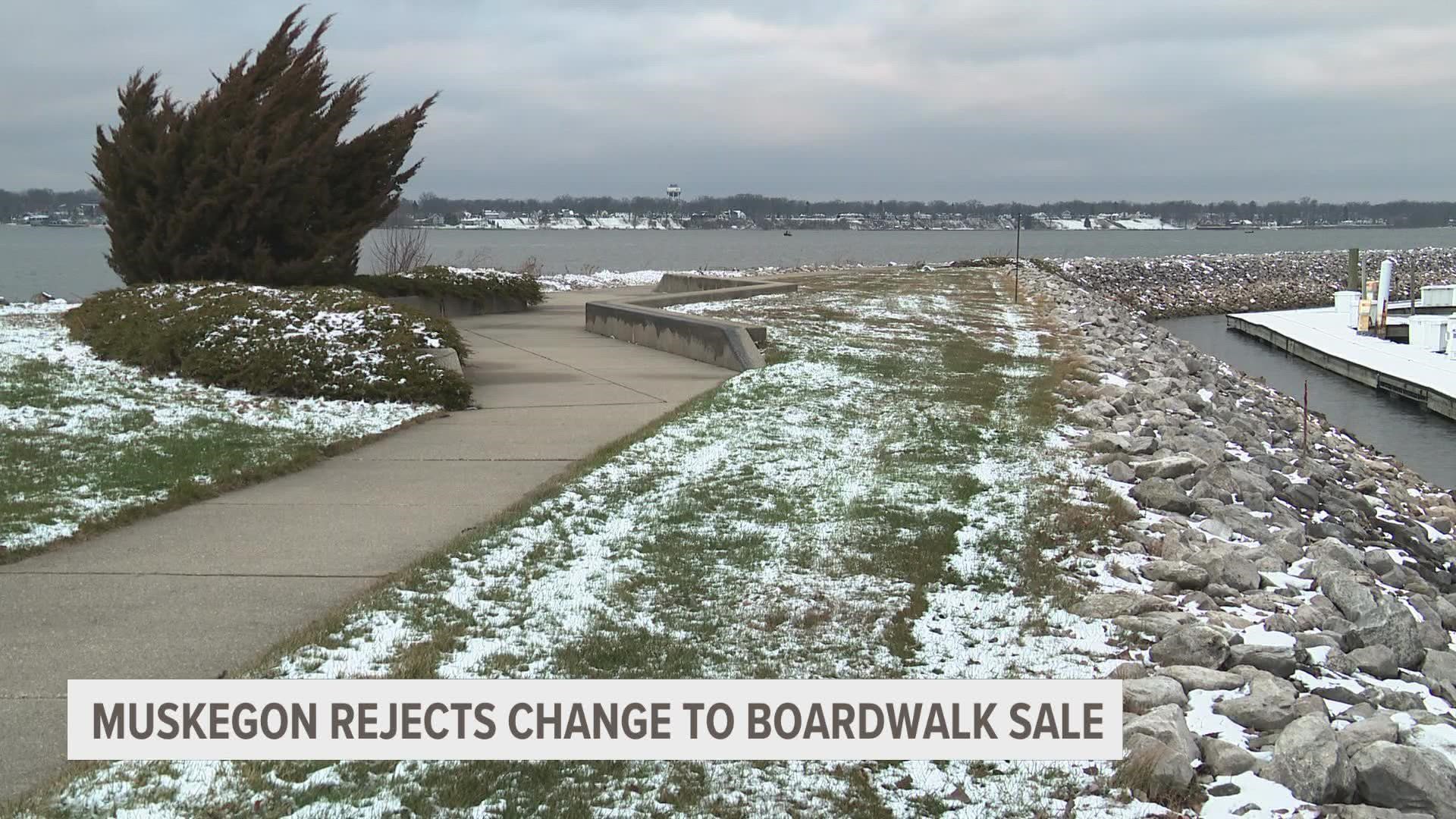 All the commissioners talked about wanting to preserve public access to Muskegon Lake via the boardwalk, but thought the agreement didn't do enough to cement it.