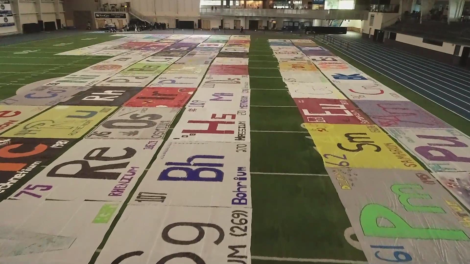 An overheard view of the attempt at creating the world's largest periodic table at Grand Valley State University. Video courtesy: GVSU.