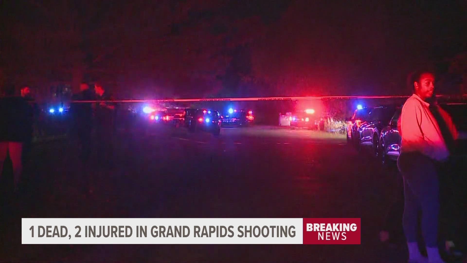 GRPD confirmed that three people were shot. One of the victims, an adult woman, was pronounced dead at the scene.